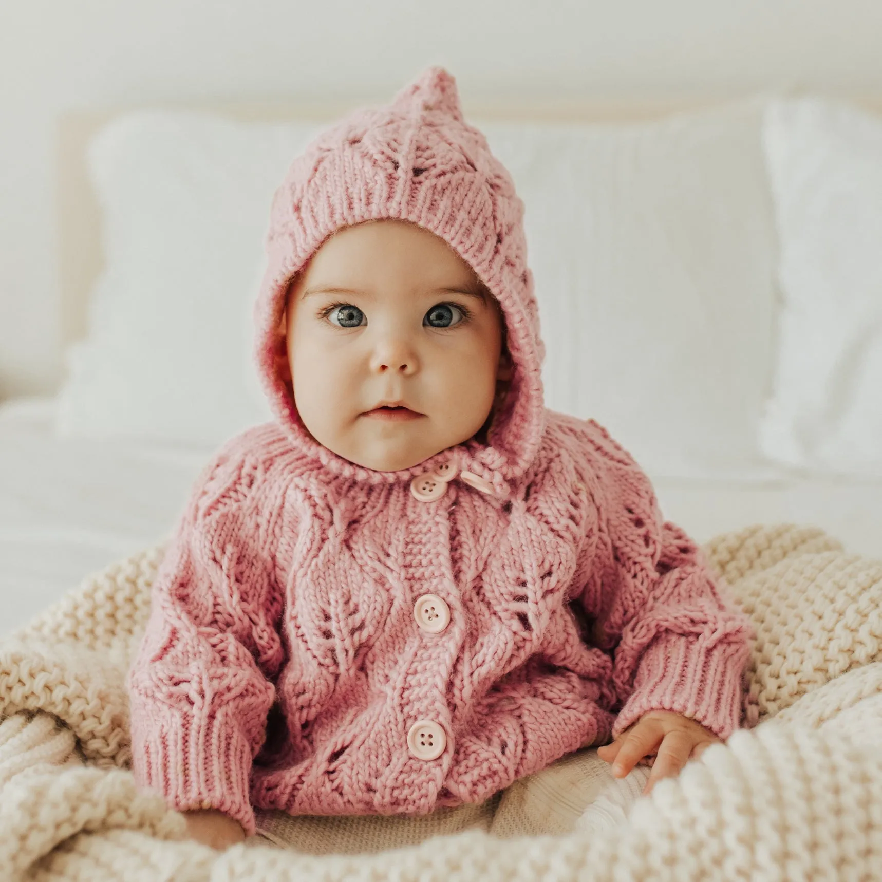 Leaf Lace Bonnet Rosy
