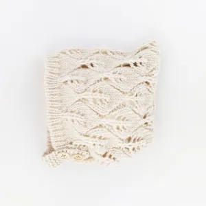 Leaf Lace Hand Knit  Baby Bonnet | Natural