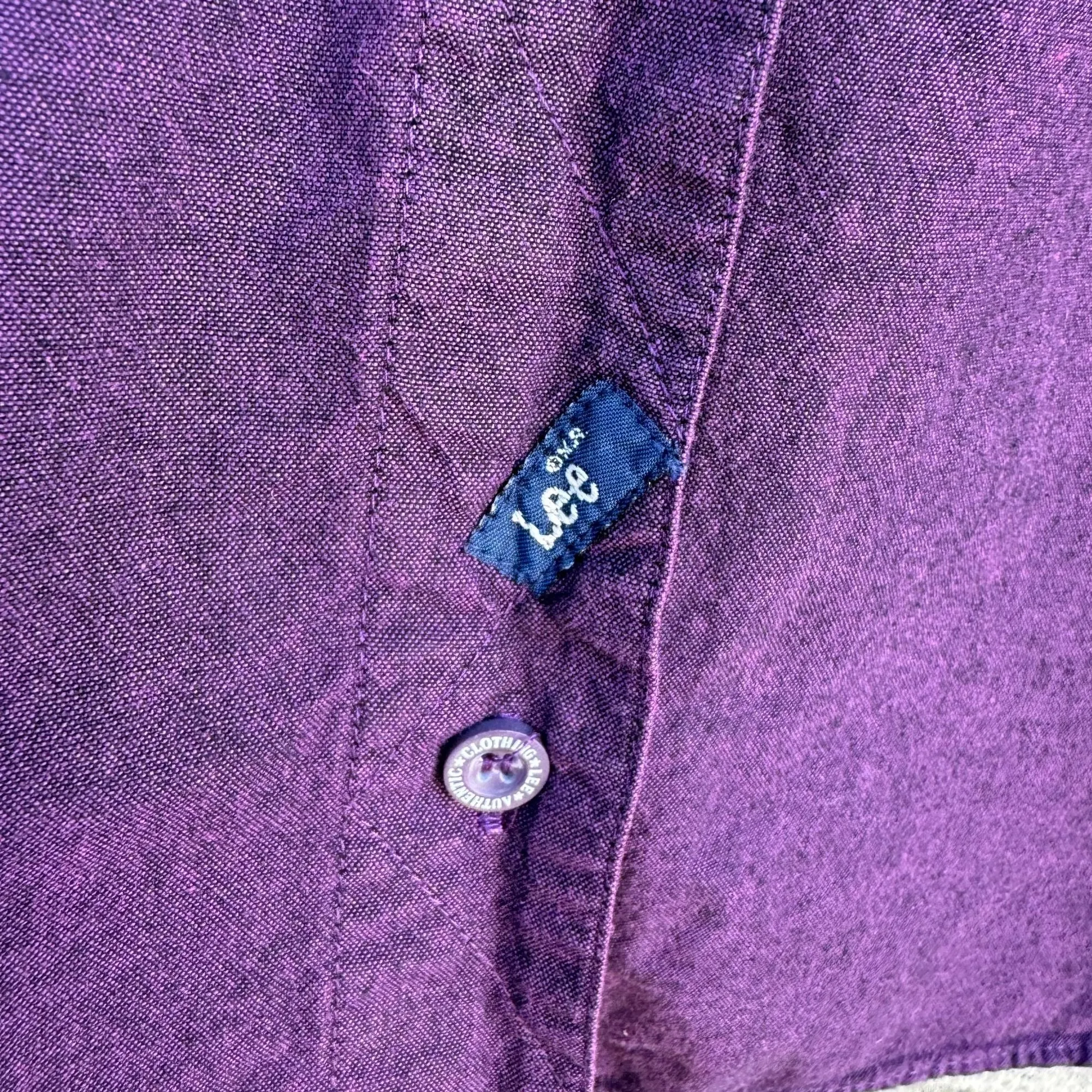 Lee Vintage Mens Purple Button-Up Long Sleeve Heavyweight Cotton Flannel Shirt S