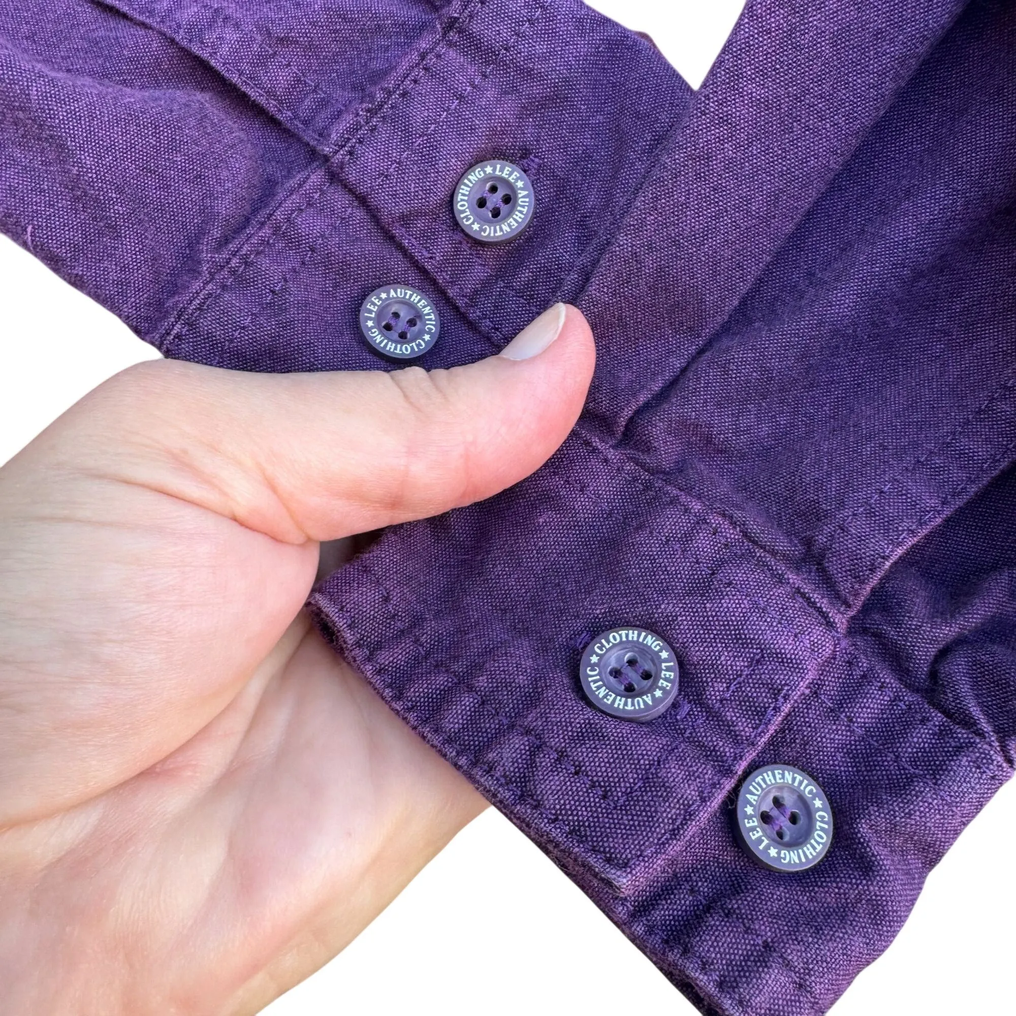Lee Vintage Mens Purple Button-Up Long Sleeve Heavyweight Cotton Flannel Shirt S