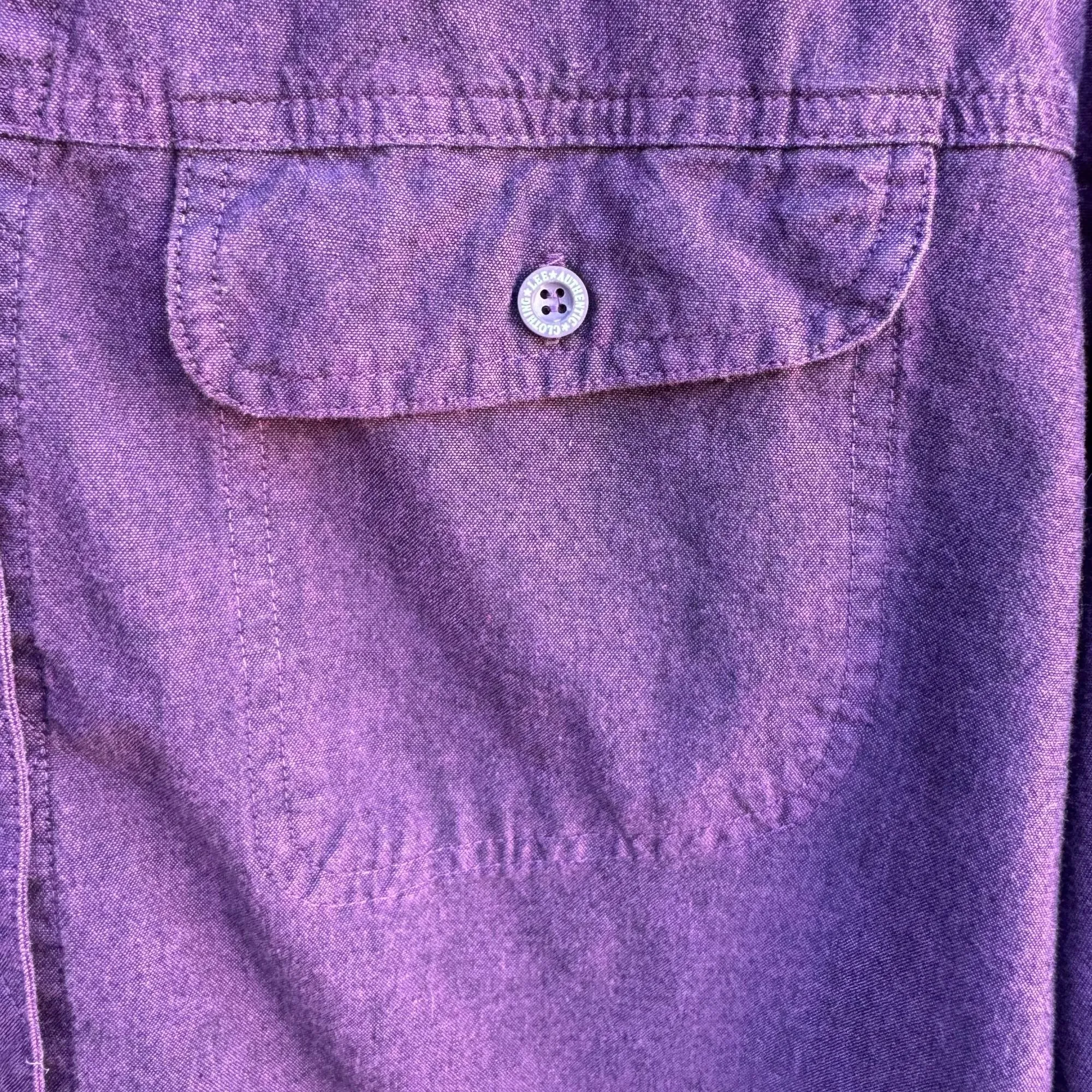 Lee Vintage Mens Purple Button-Up Long Sleeve Heavyweight Cotton Flannel Shirt S