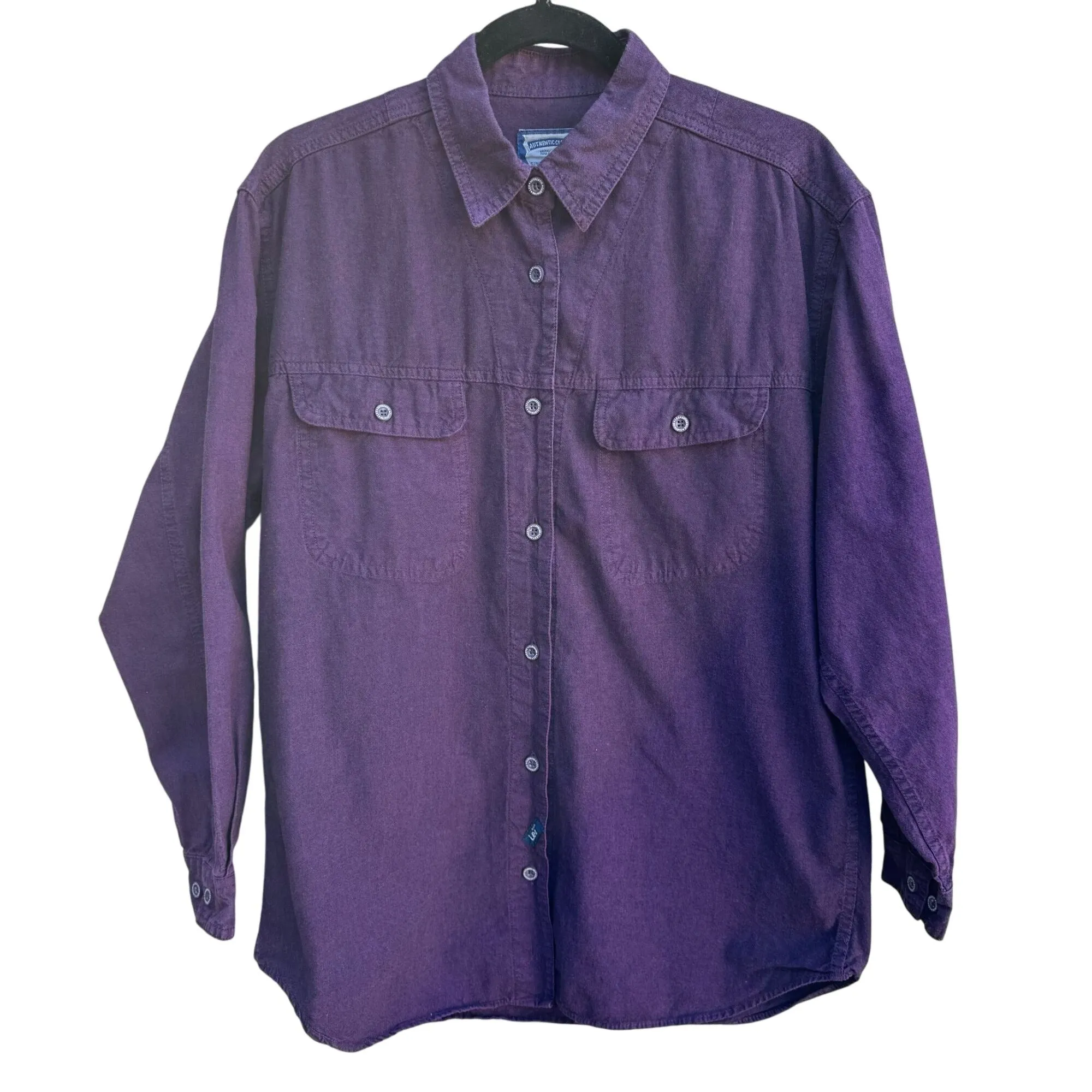 Lee Vintage Mens Purple Button-Up Long Sleeve Heavyweight Cotton Flannel Shirt S