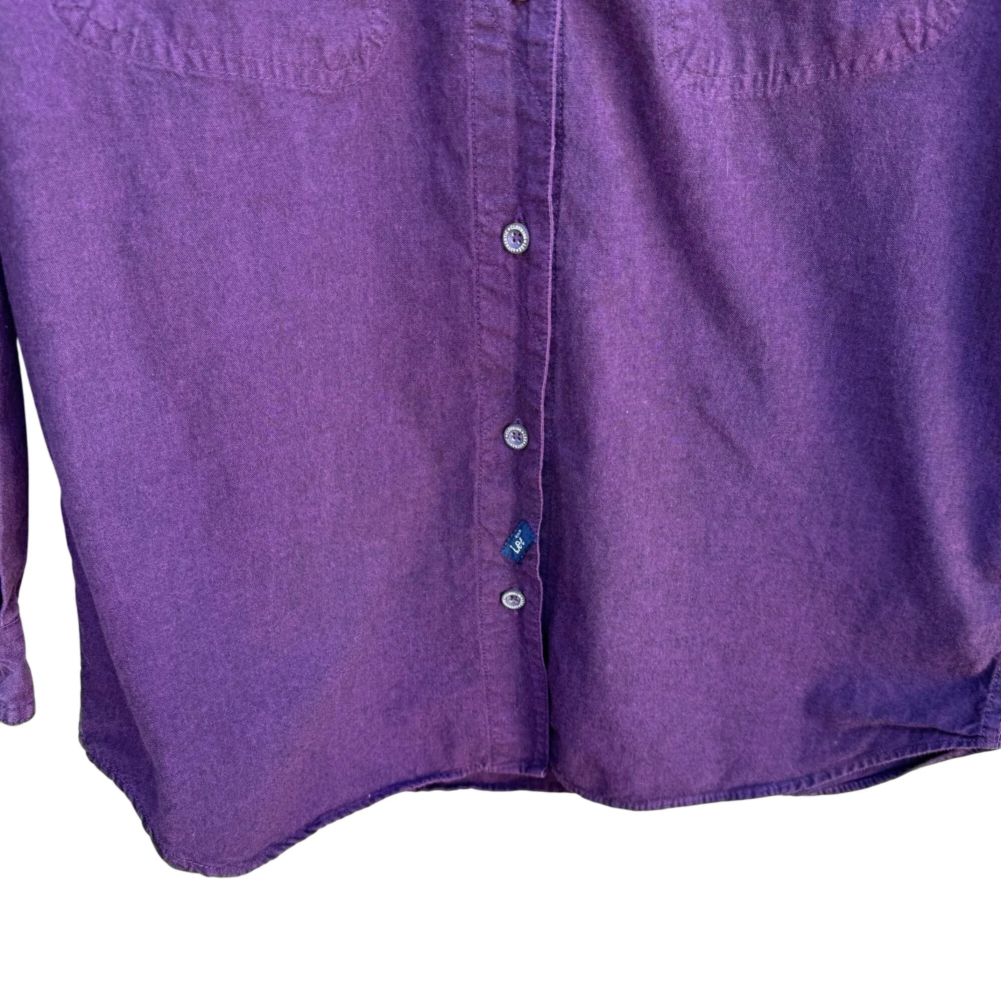 Lee Vintage Mens Purple Button-Up Long Sleeve Heavyweight Cotton Flannel Shirt S