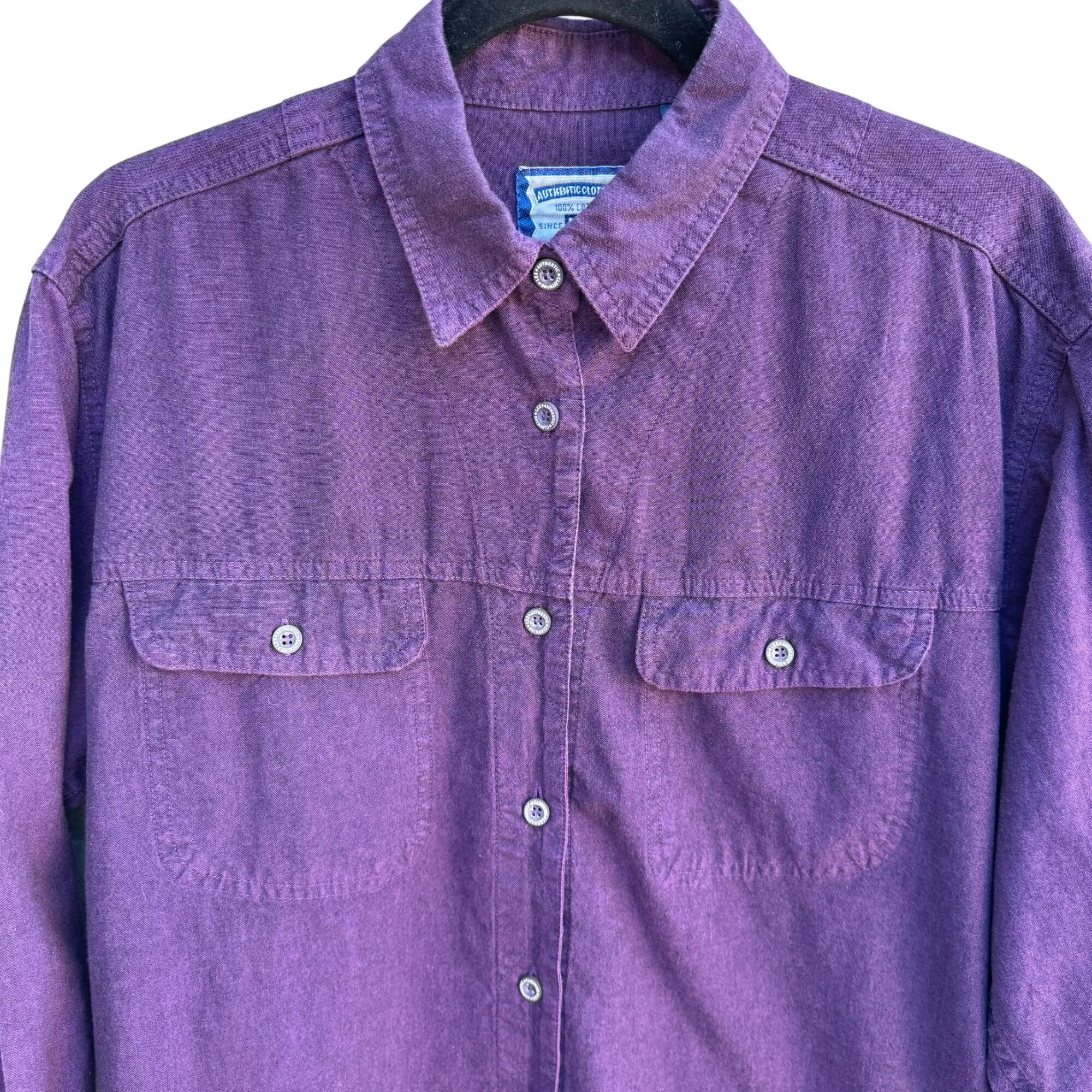 Lee Vintage Mens Purple Button-Up Long Sleeve Heavyweight Cotton Flannel Shirt S