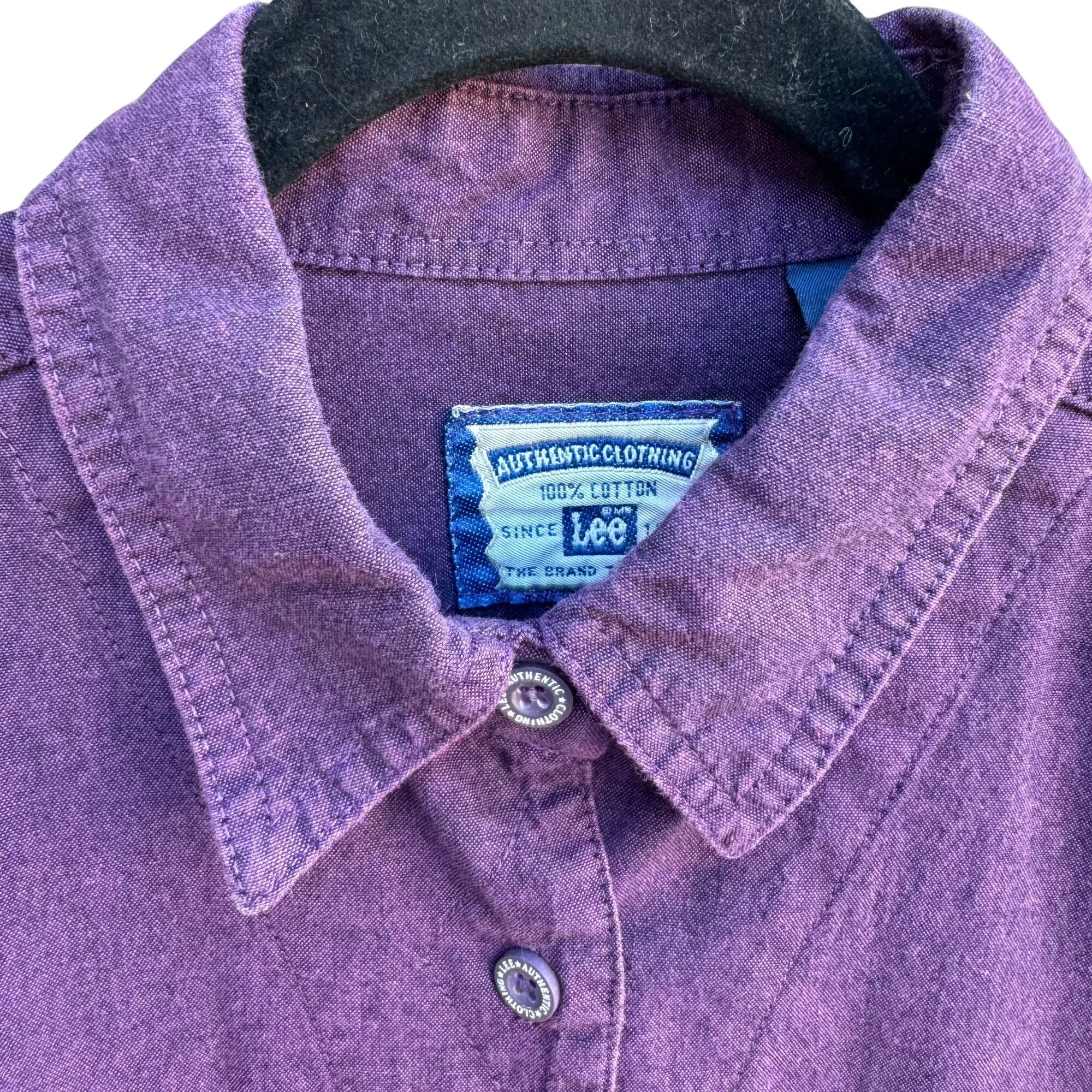 Lee Vintage Mens Purple Button-Up Long Sleeve Heavyweight Cotton Flannel Shirt S