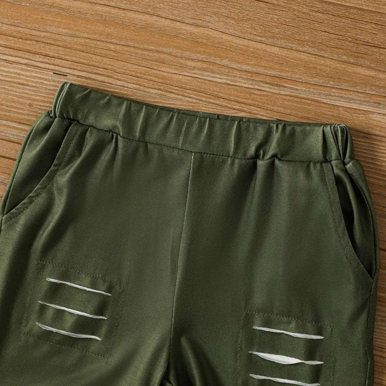 Letter Print Hooded Tank   Ripped Shorts Set - Toddler Boy (2Pcs)