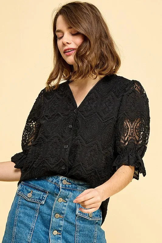 LIM105 - BLACK LACE BLOUSE