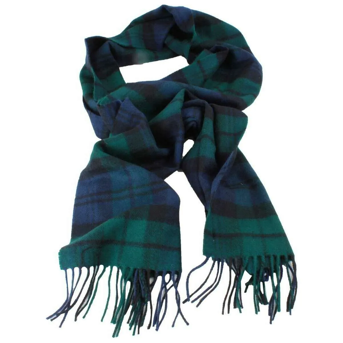 Locharron of Scotland Darwin Black Watch Modern Oversized Lambswool Scarf - Navy/Green/Black