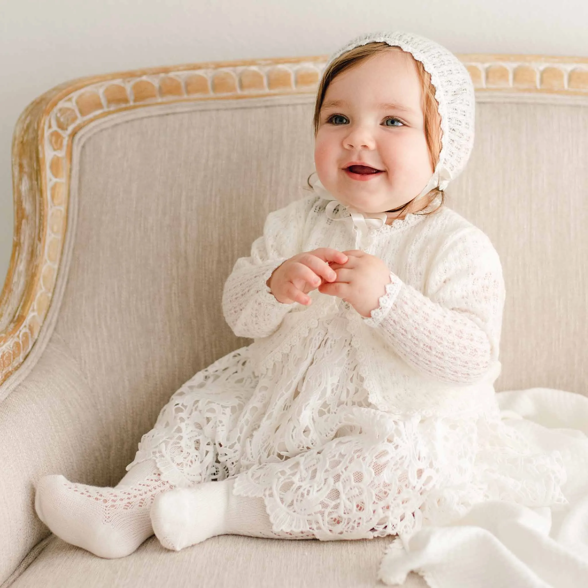 Lola Christening Knit Bonnet