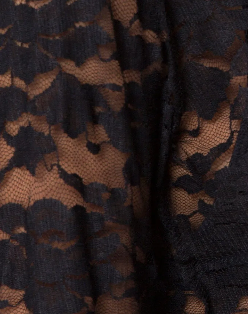 Lorya Crop Top in Lace Black