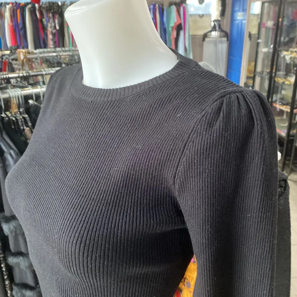 Love Tree puff sleeves ribbed knit top M
