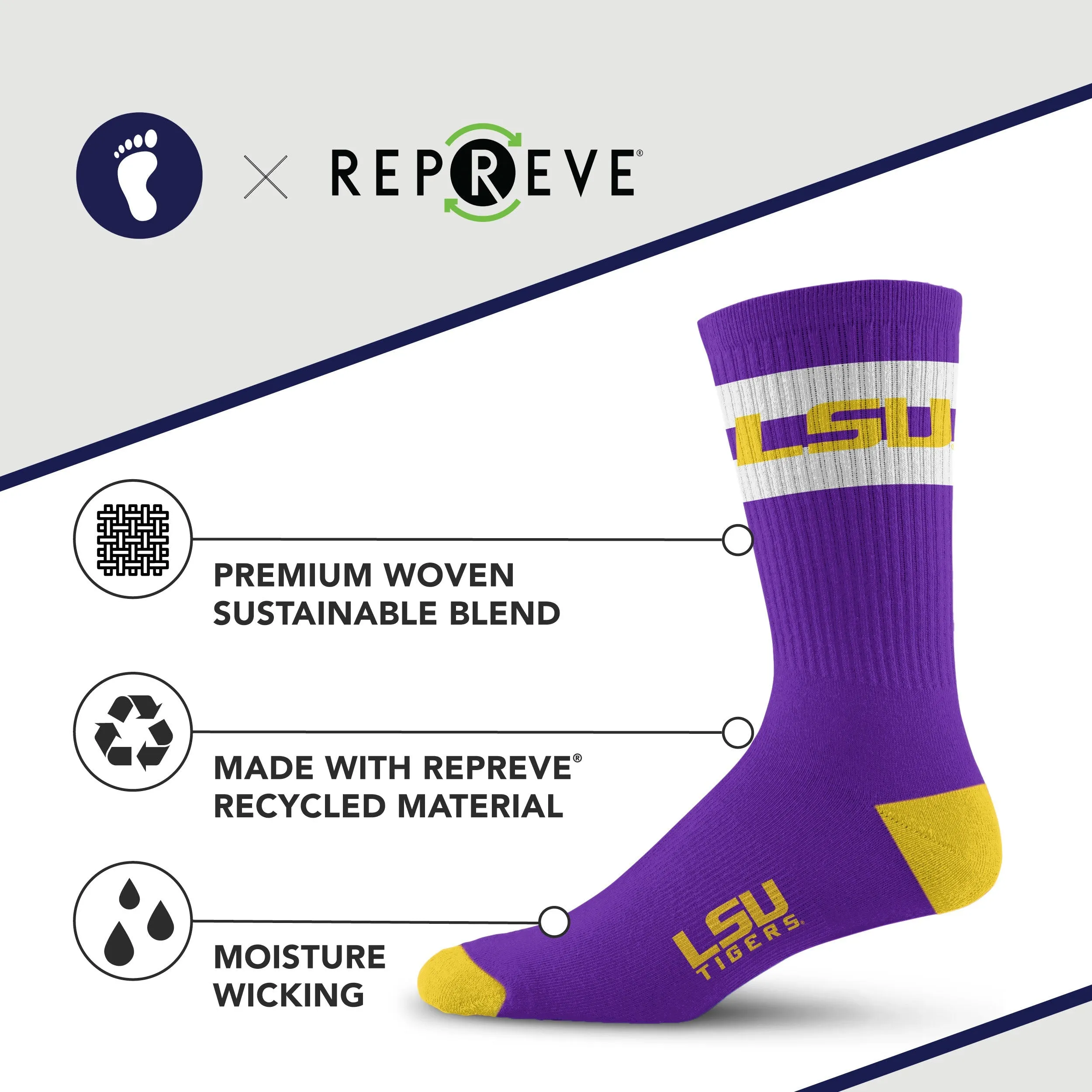 LSU Tigers Legend Premium Crew Socks