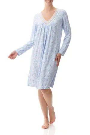 Lucy Modal Long Sleeve Short Nightie W/ Shelf Bra