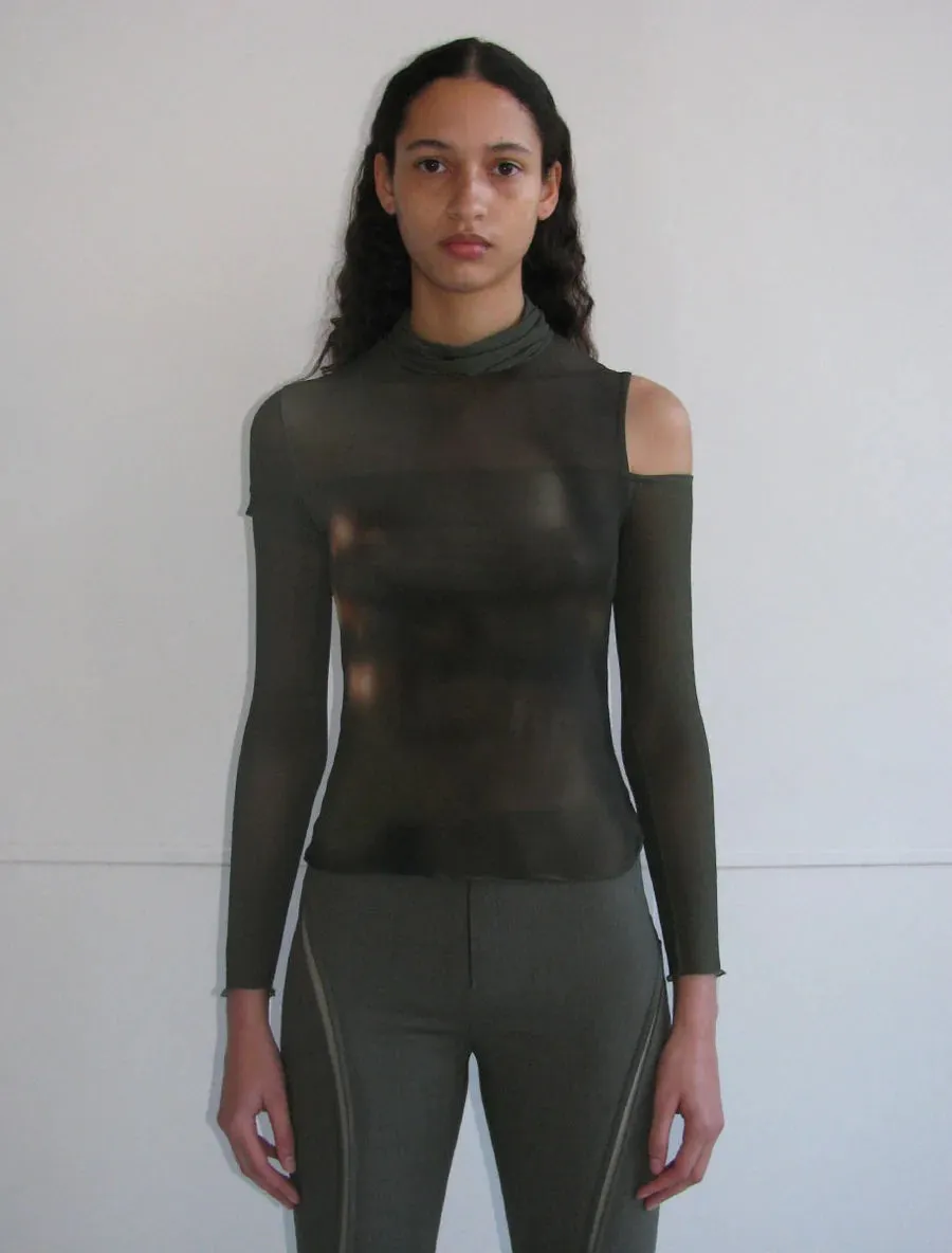 Lumiere knit top in dark khaki print