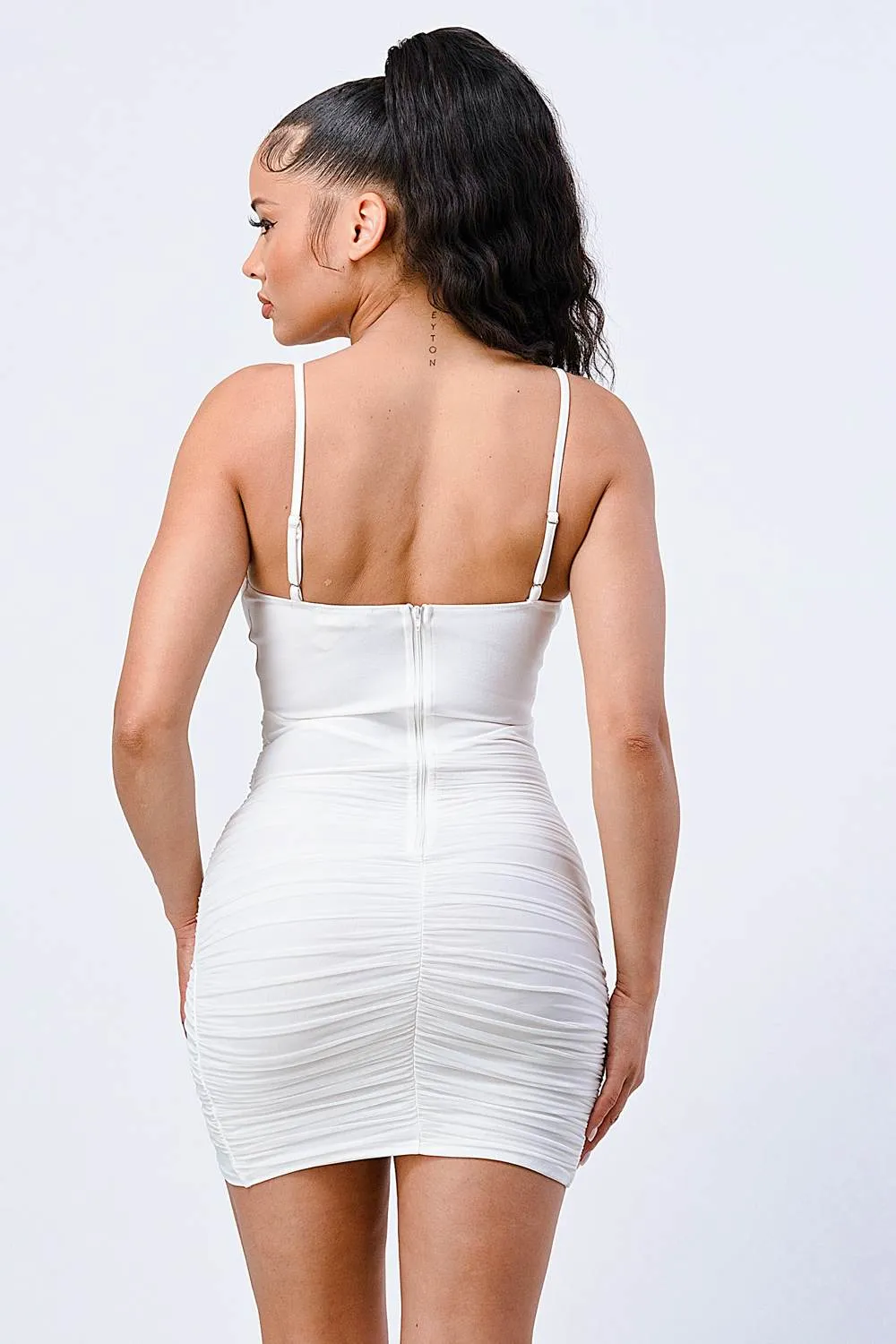 LUXE CONTAREST STRETCH WRAP HEM MINI DRESS
