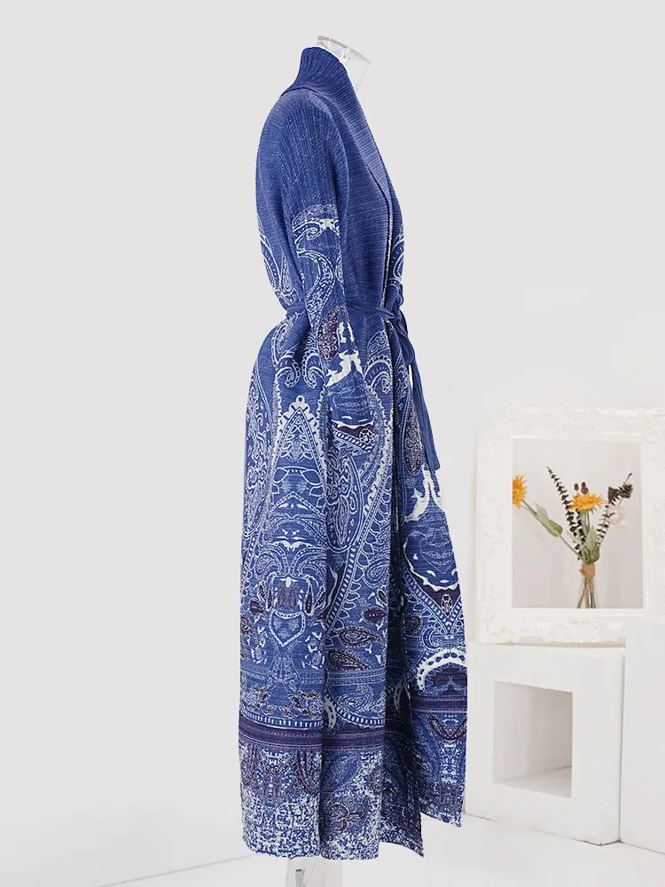 Luxurious Plissé Pleated Long Cardigan Coat