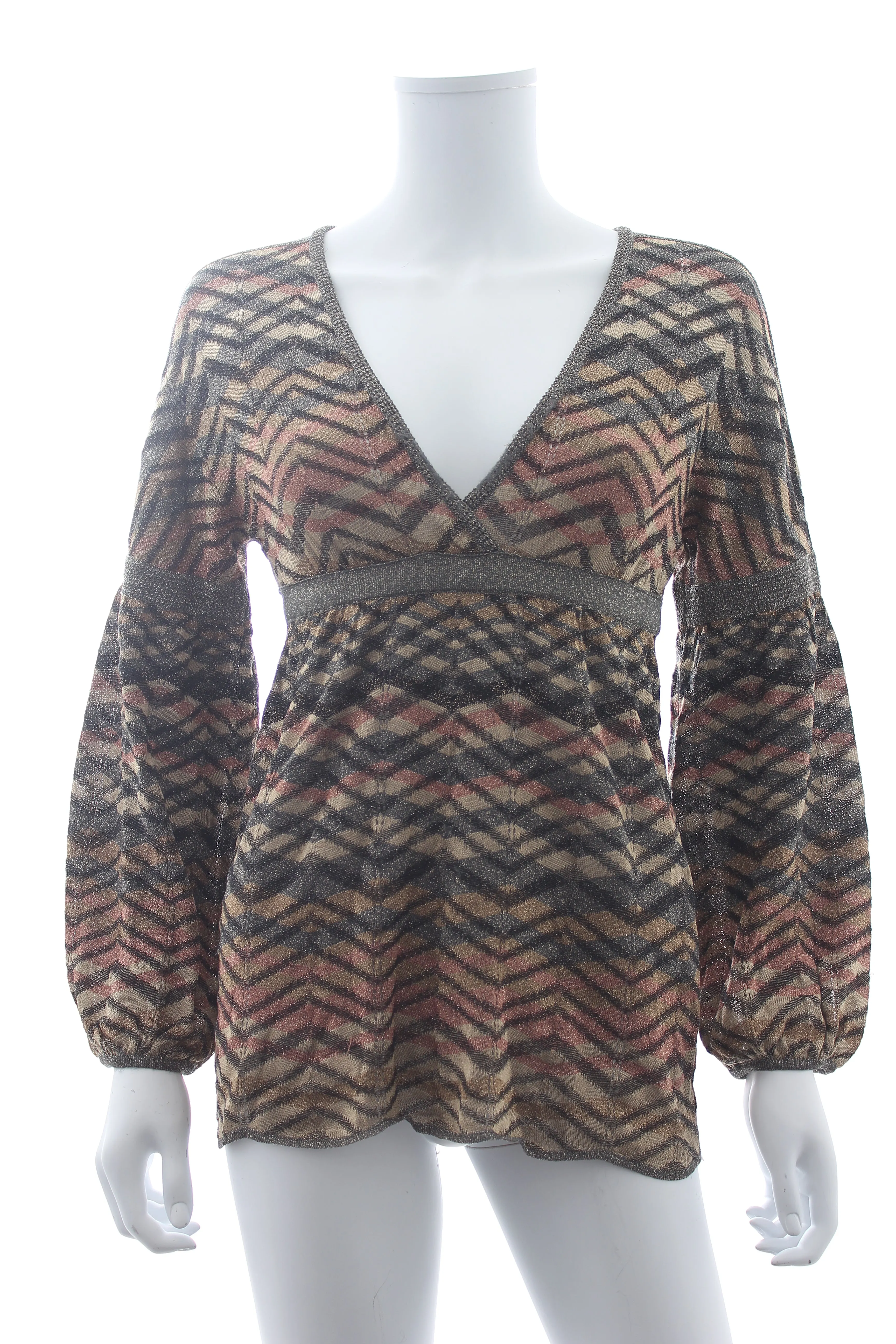 M Missoni Metallic Zig-Zag Knit Top