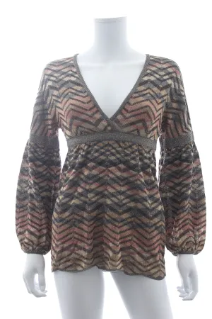 M Missoni Metallic Zig-Zag Knit Top