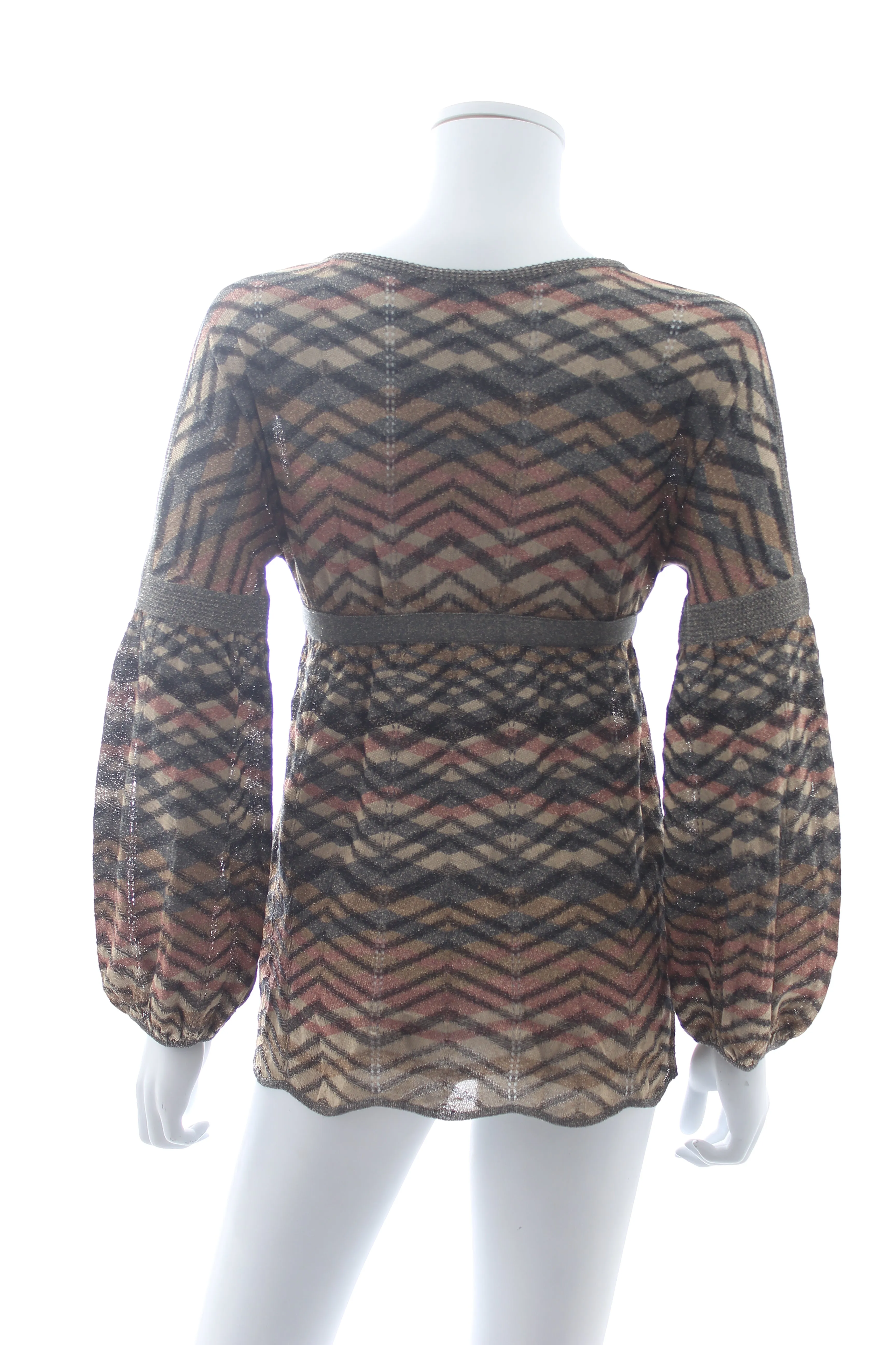 M Missoni Metallic Zig-Zag Knit Top