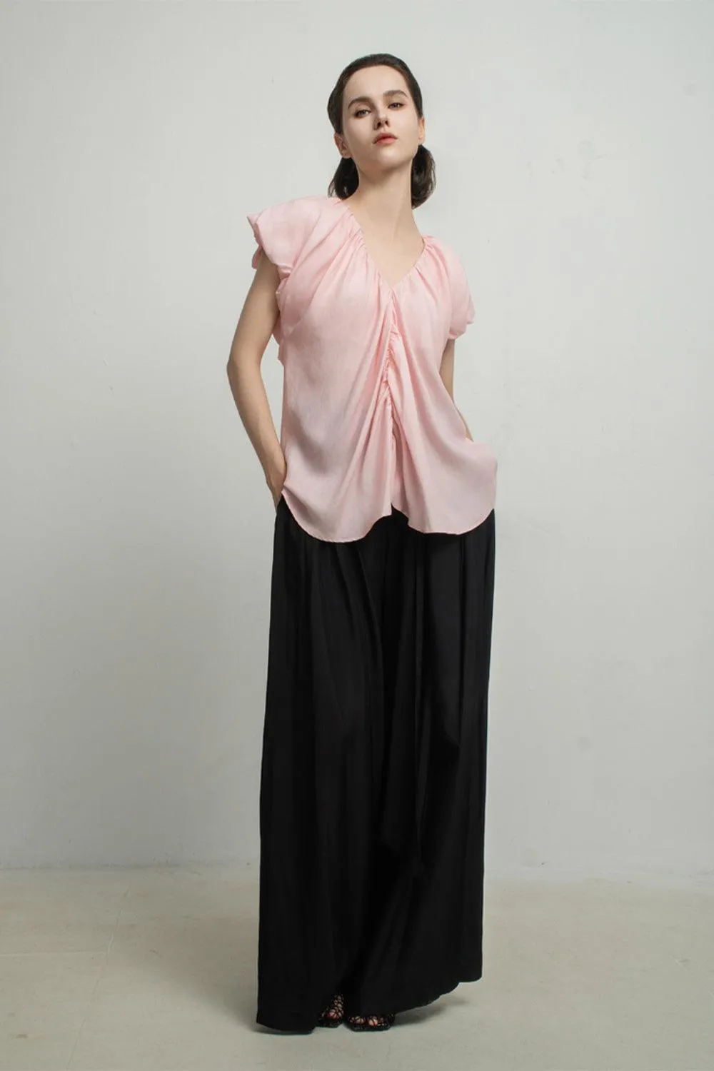 Madeleine Straight Gathered Cotton Top