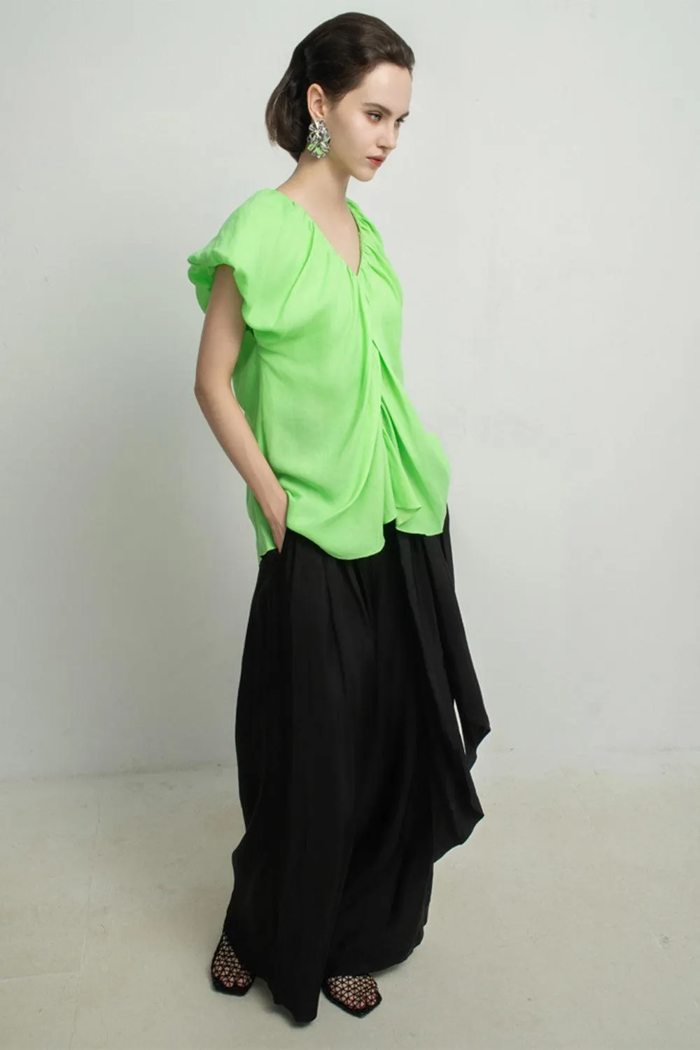 Madeleine Straight Gathered Cotton Top