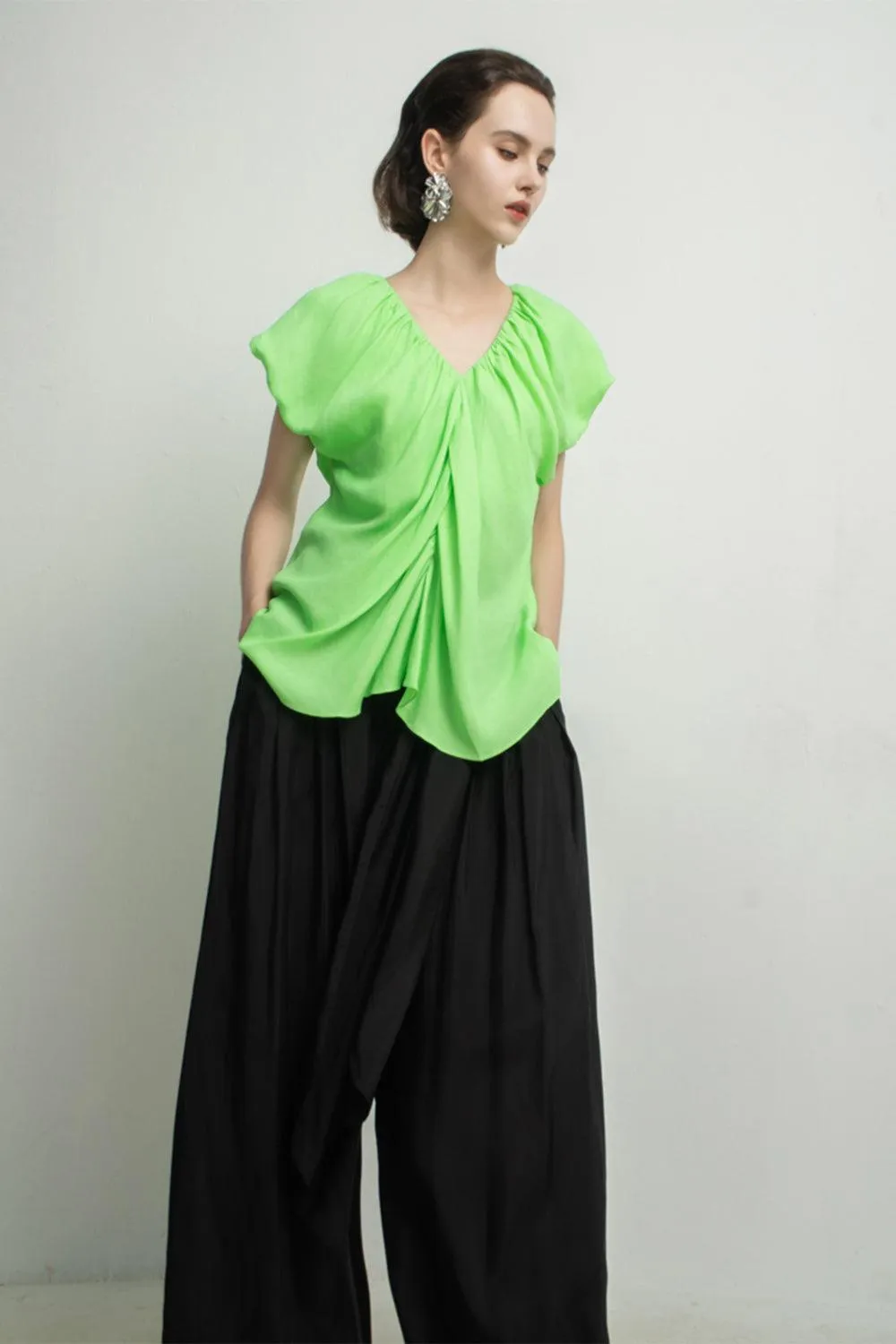 Madeleine Straight Gathered Cotton Top