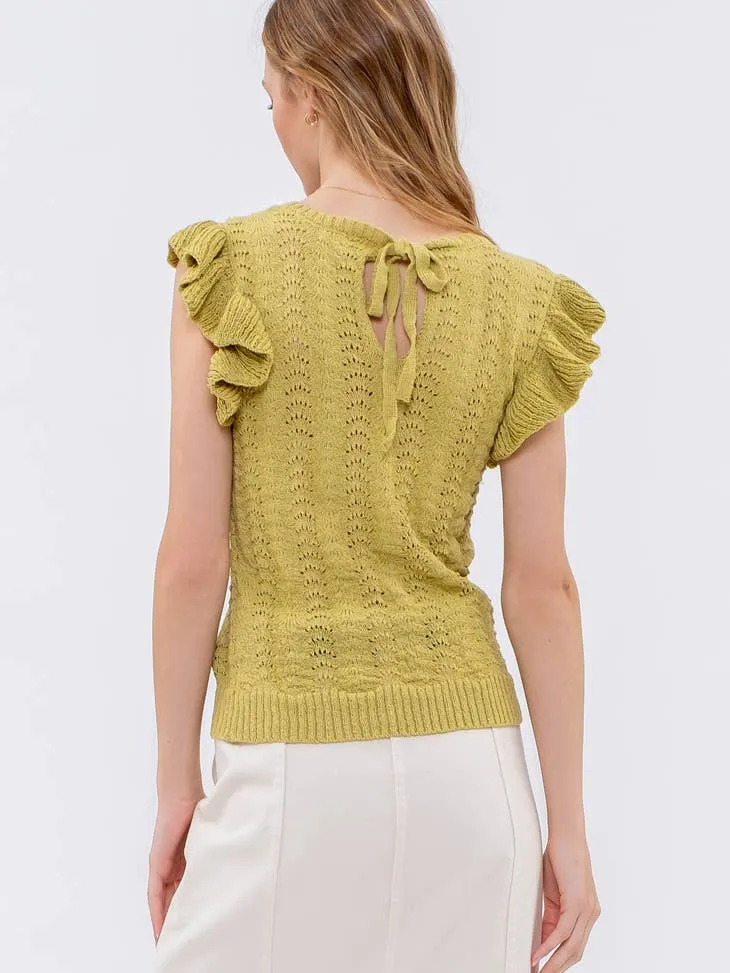 Mae Crochet Knit Top Kiwi