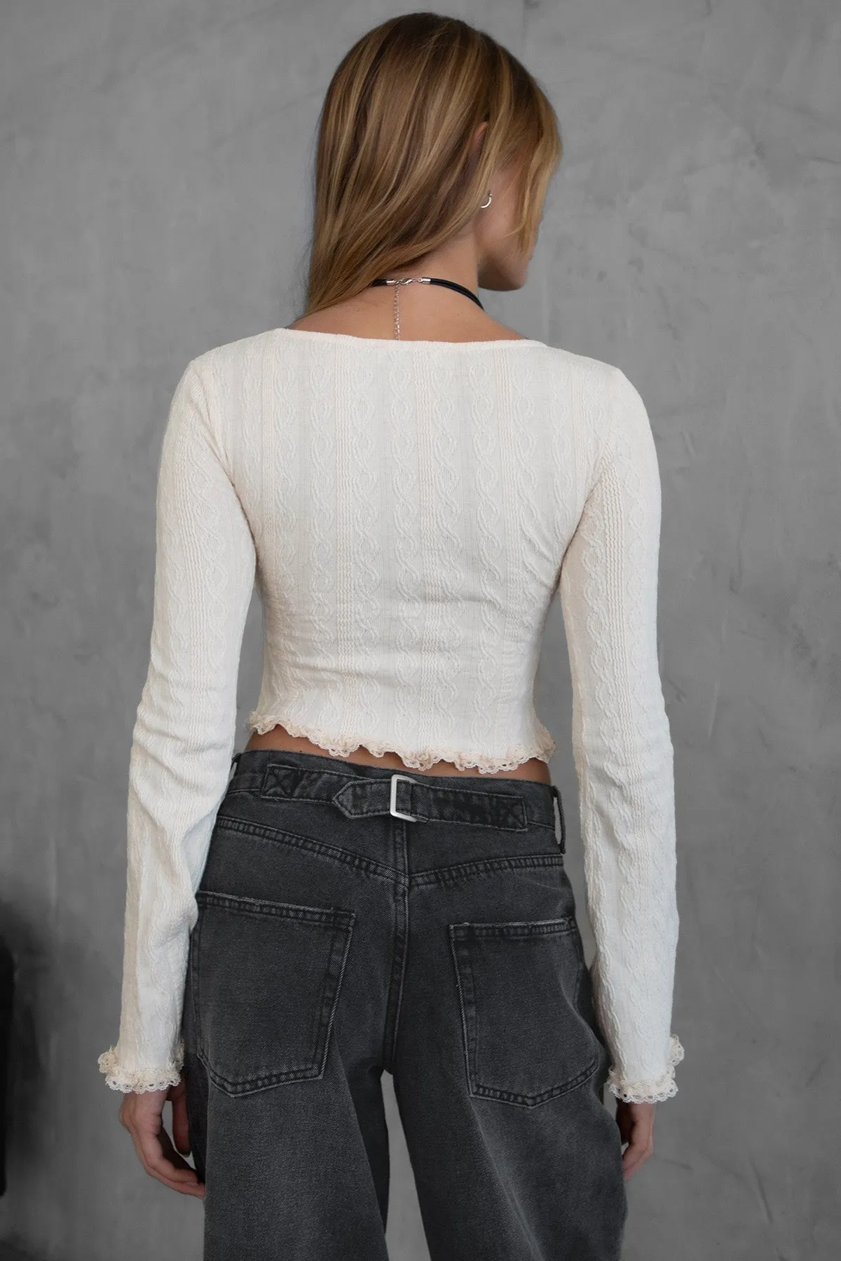 Marilyn Lace Trim Knit Top