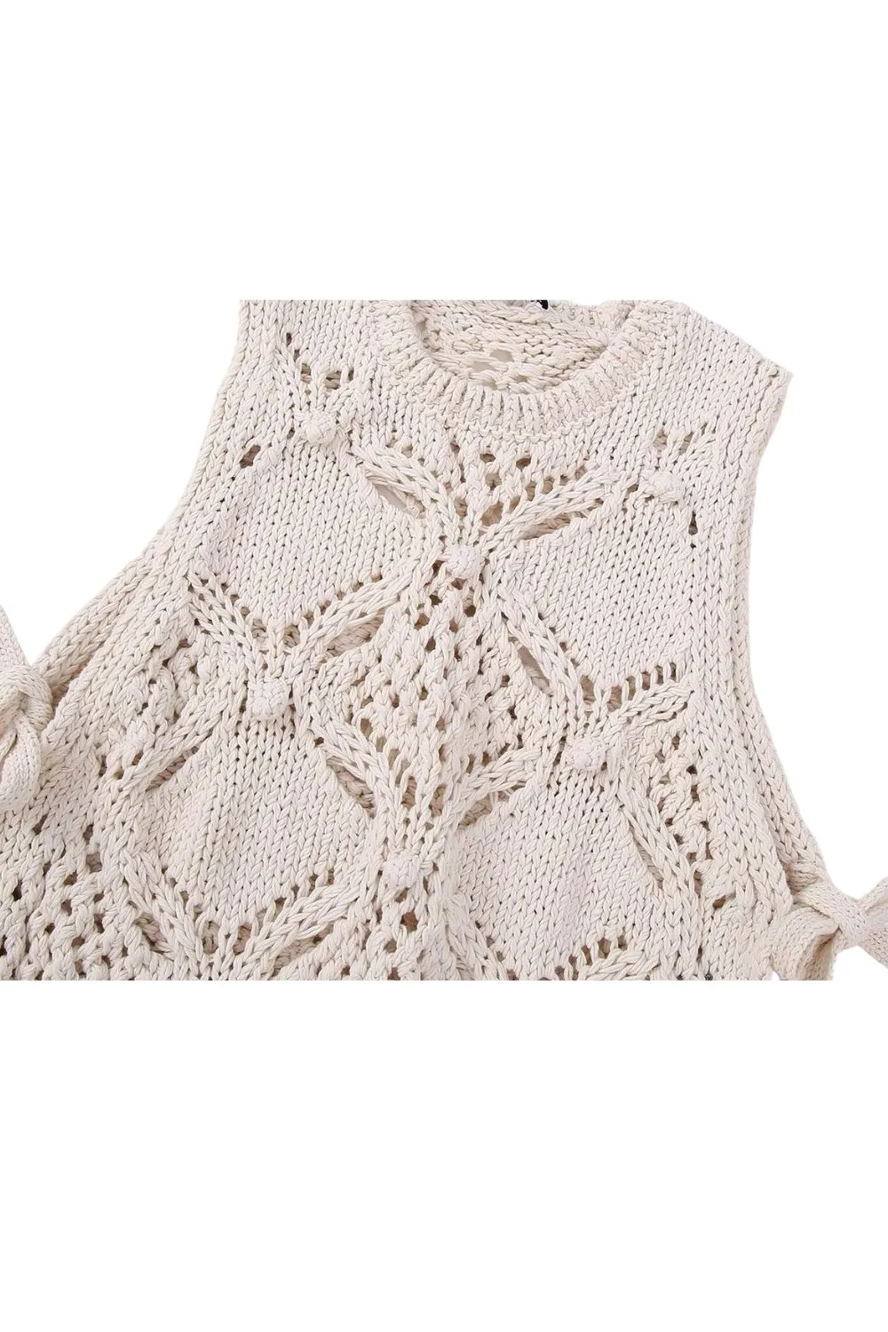 ‘Marina’ Cropped Round Neck Sleeveless Knit Top