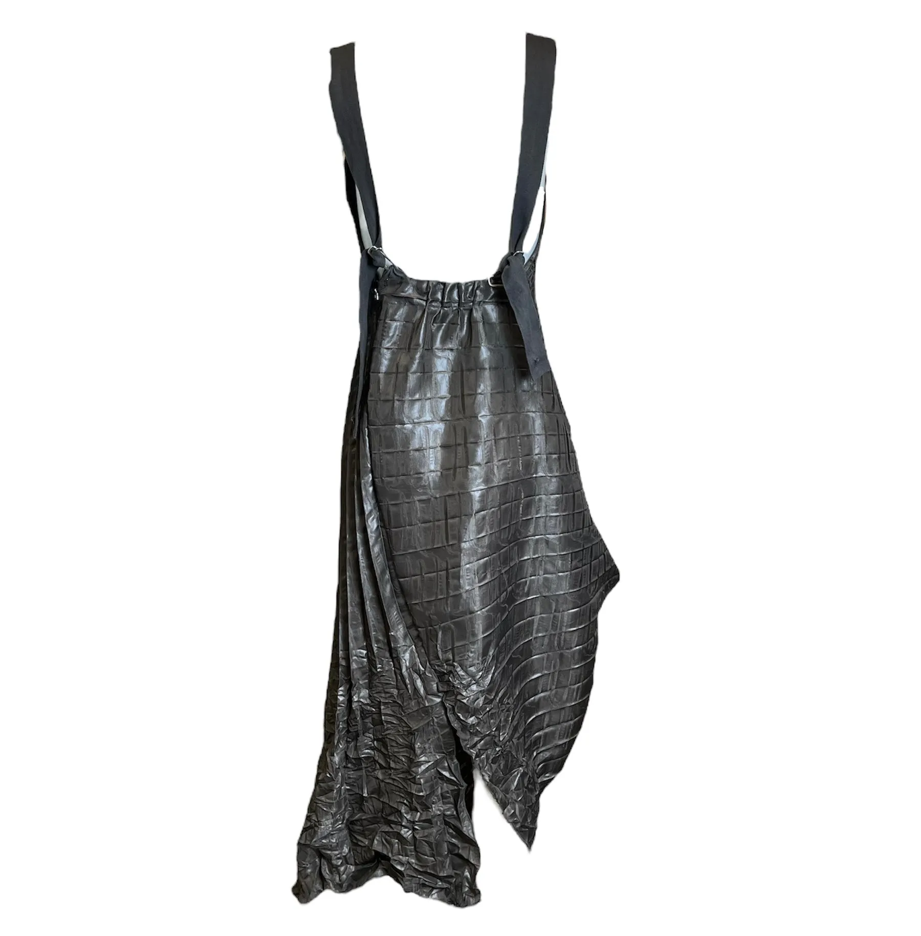 Marithe   Francois Girbaud 90s Gun Metal Pleated Asymmetric Halter Gown