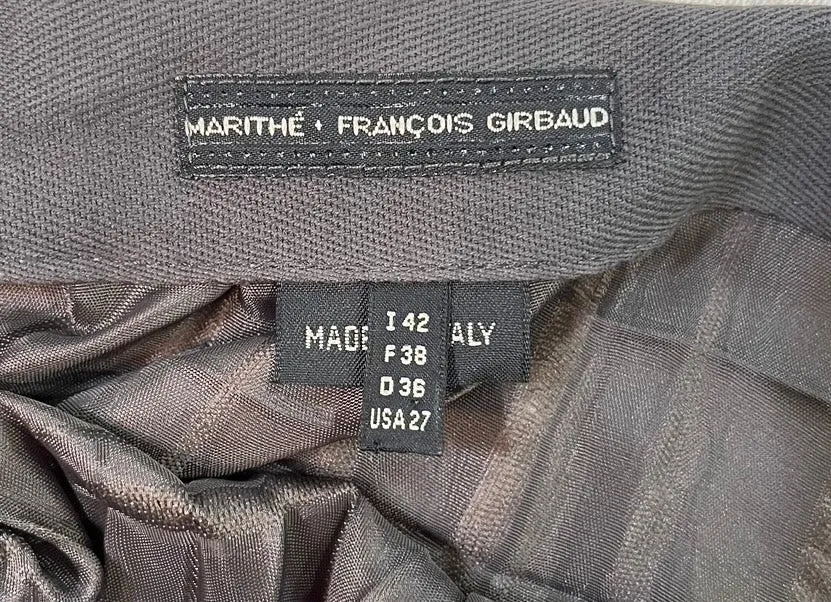 Marithe   Francois Girbaud 90s Gun Metal Pleated Asymmetric Halter Gown