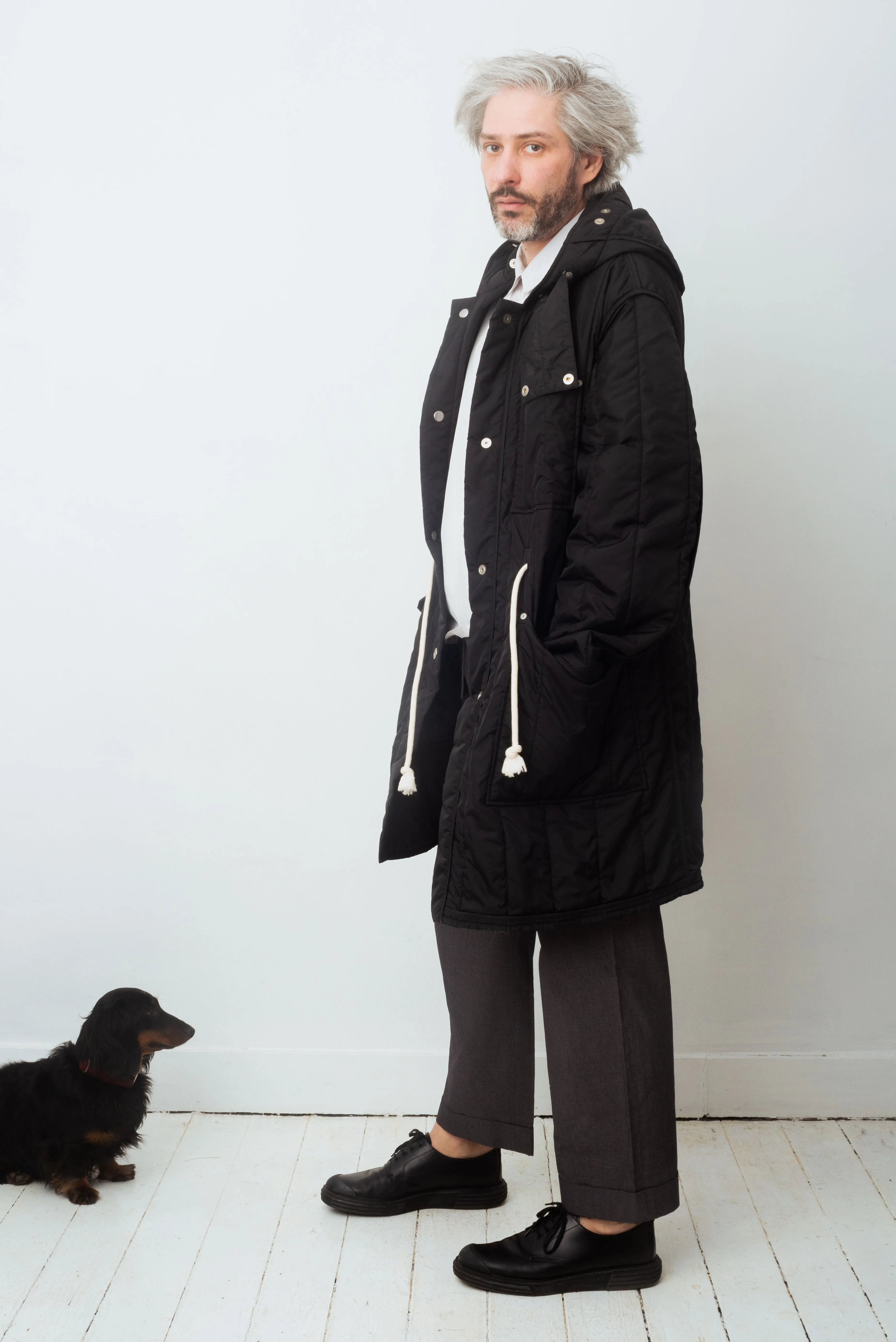 Martin Margiela FW 2018 black down coat with hood