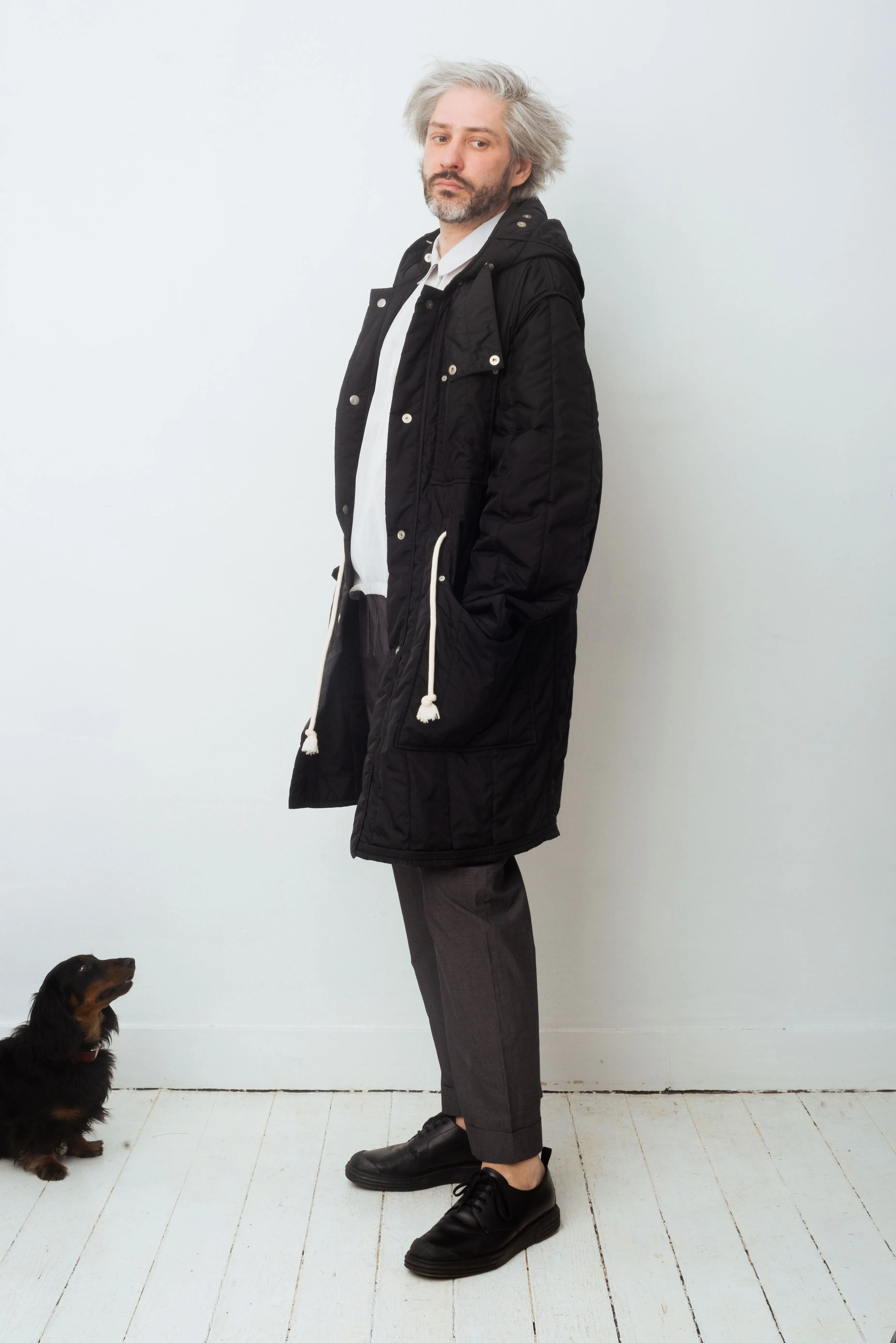 Martin Margiela FW 2018 black down coat with hood