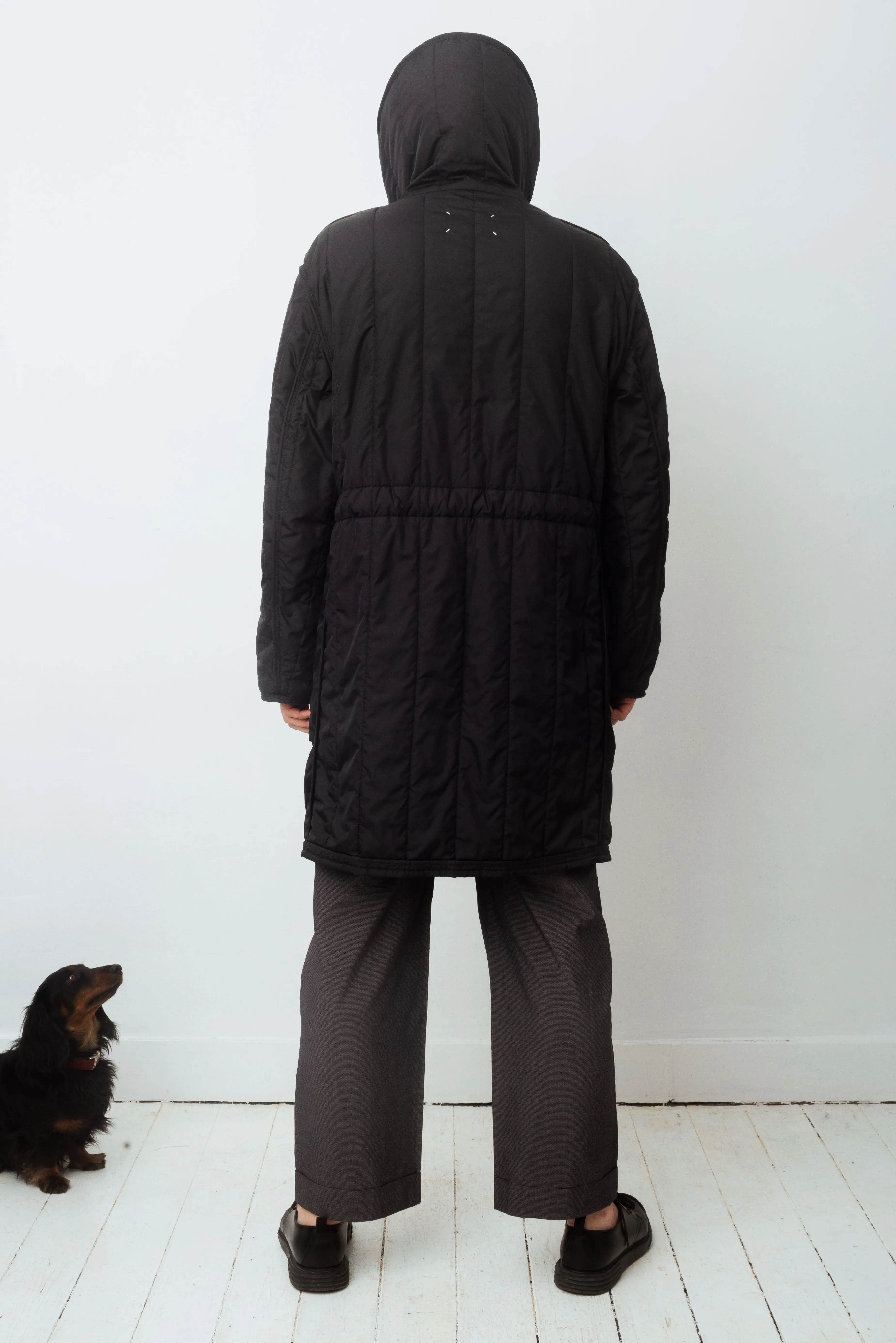 Martin Margiela FW 2018 black down coat with hood