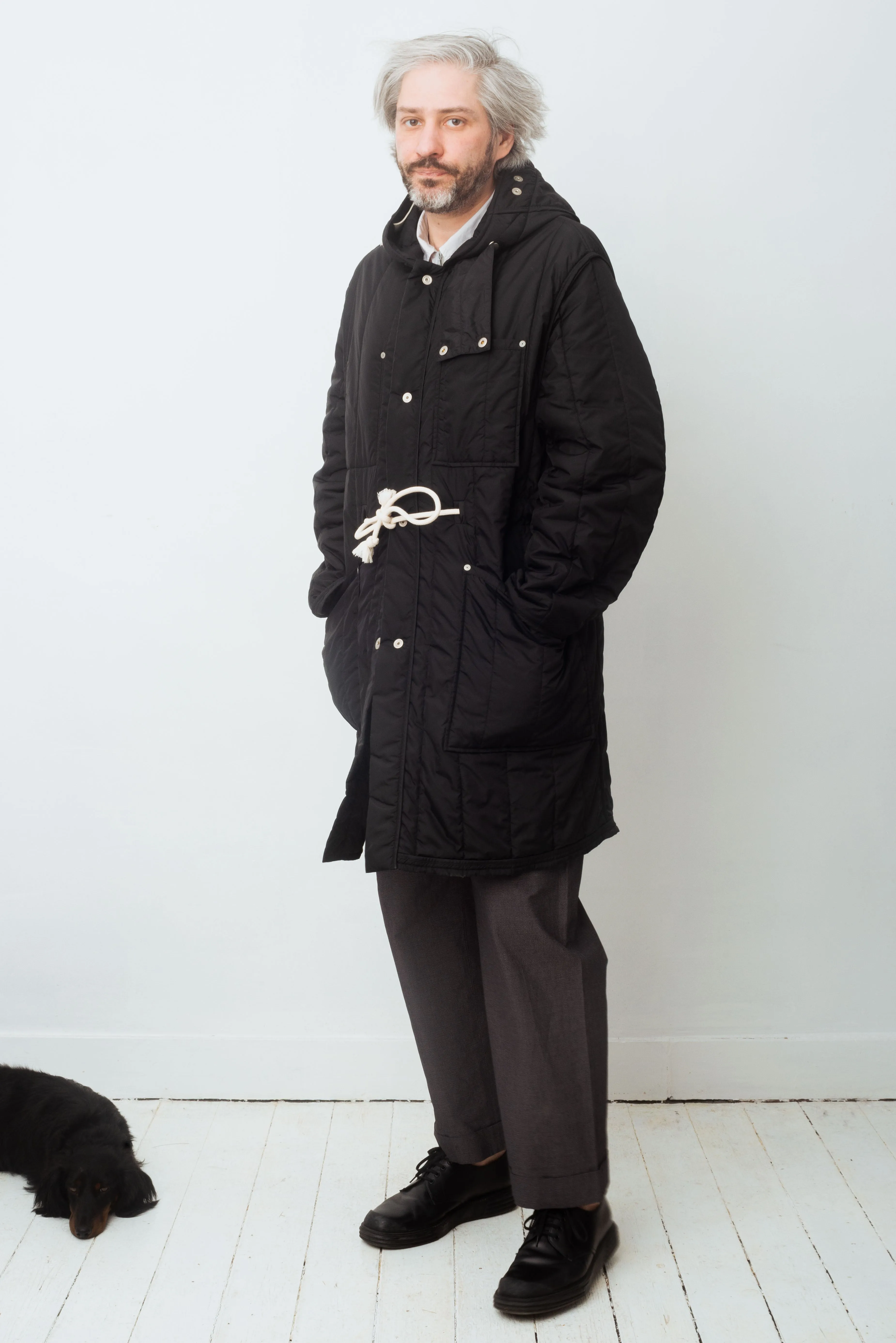 Martin Margiela FW 2018 black down coat with hood