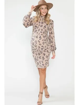 Maternity Leopard Bodycon Midi Dress