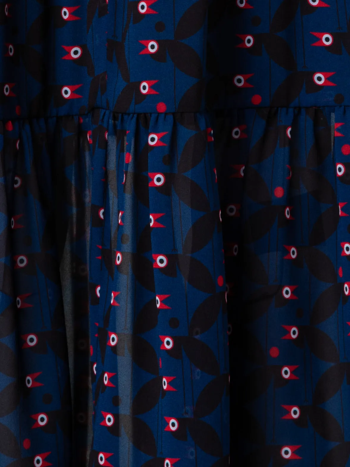Maxi Skirt with Bird Print in Viscose Georgette