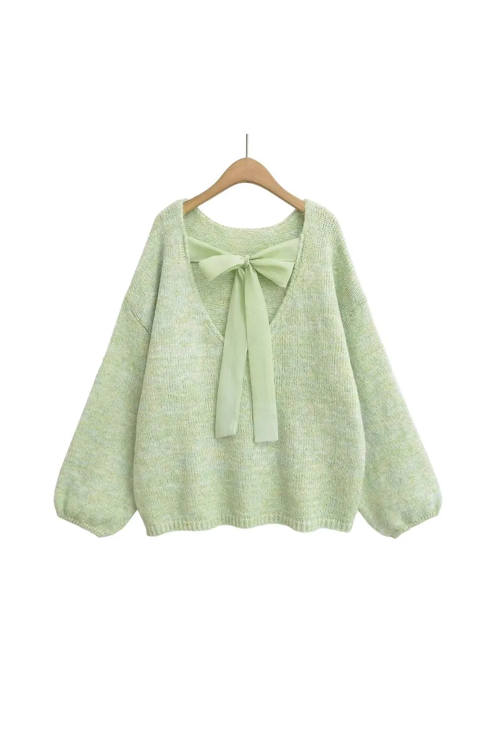 'Maya' Backless Bow - Adorned Knitted Top