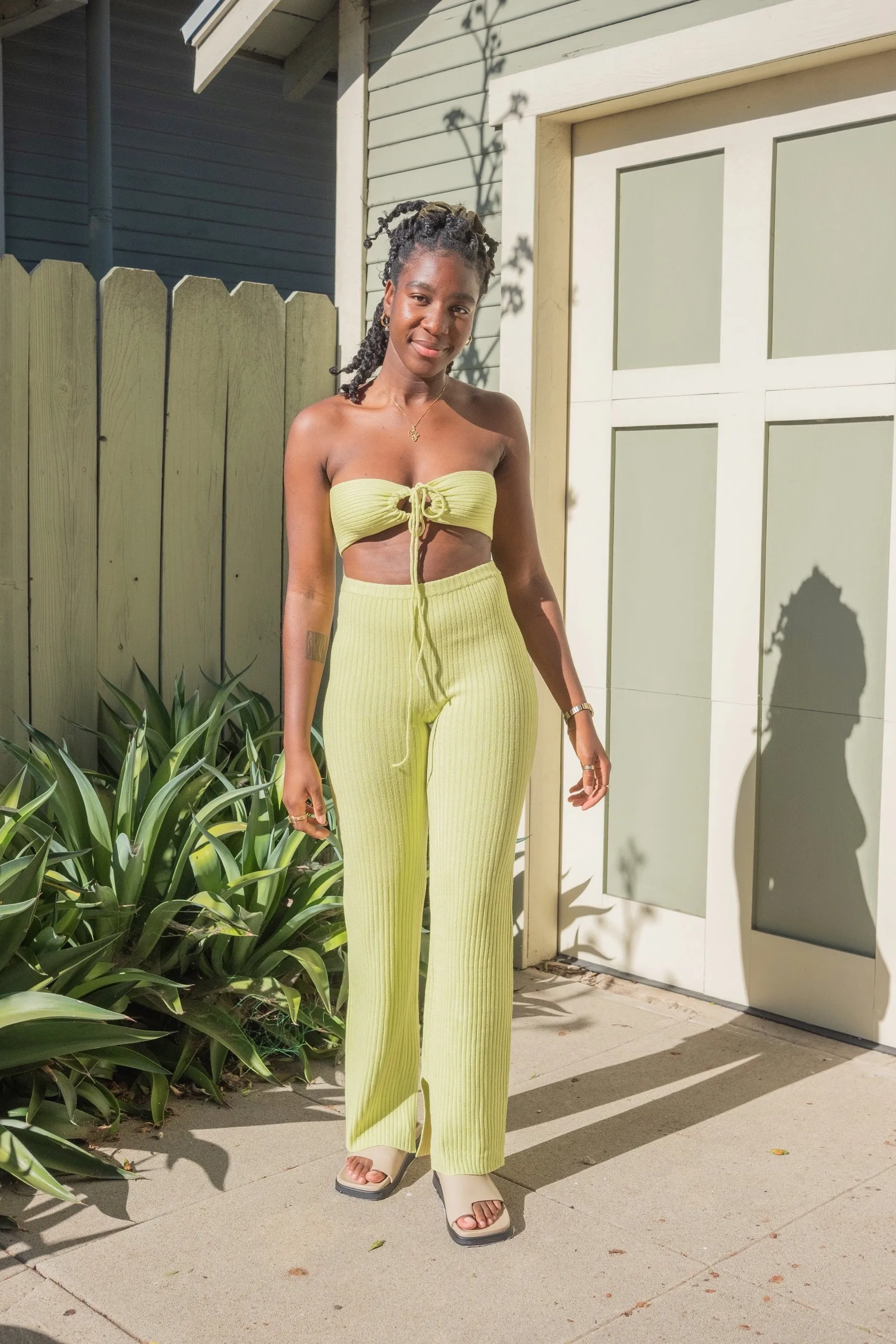 Melon Knit String Top