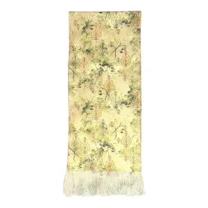 Melon Yellow Printed Scarf With Pocket Square
