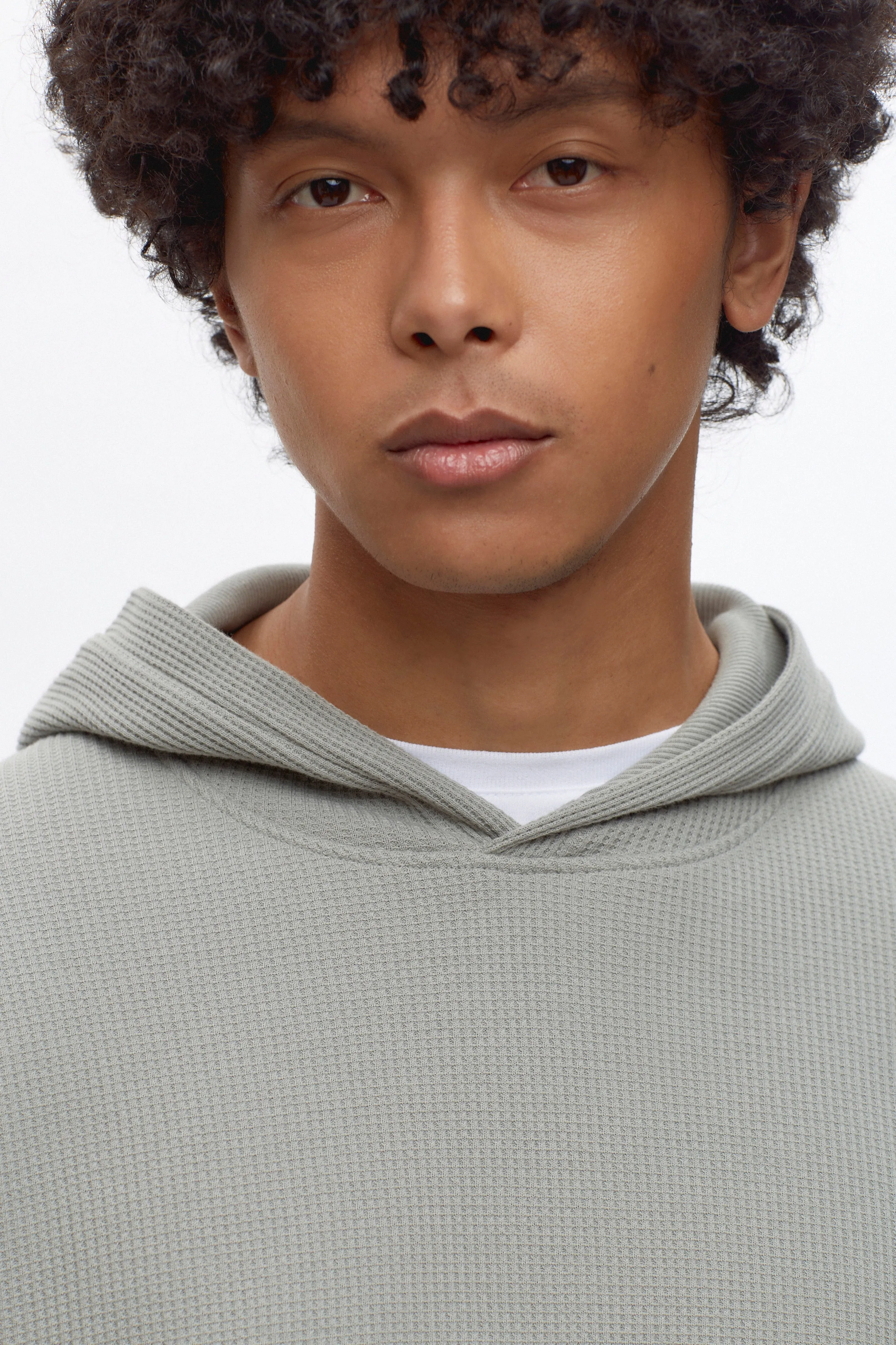 Men's Atlas Waffle Hoodie in Neutral Grey