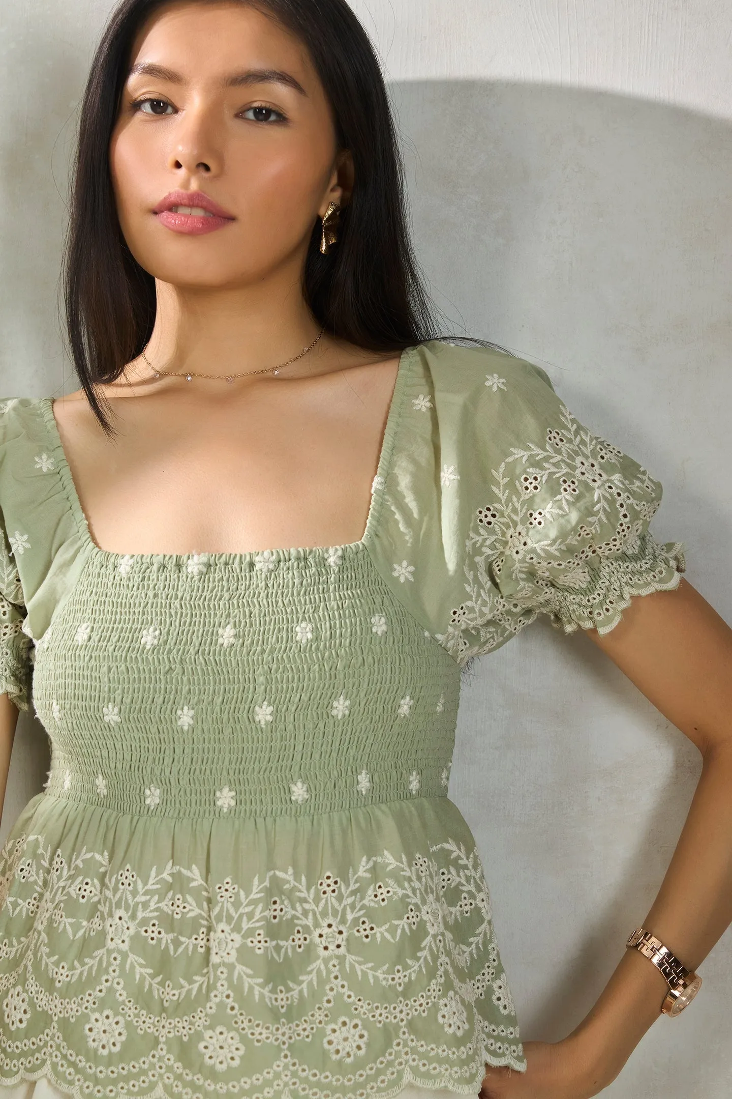 Merrie Top|Cotton Peplum Top