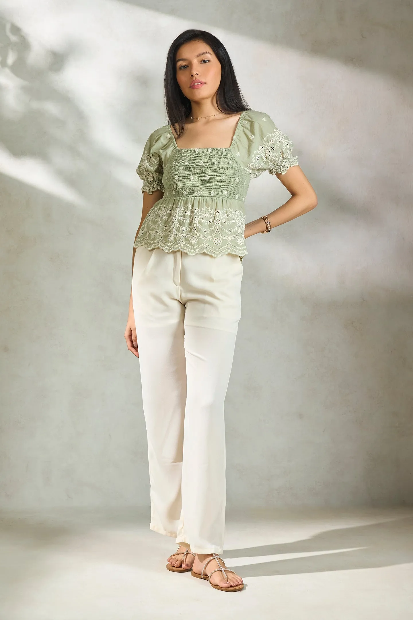 Merrie Top|Cotton Peplum Top