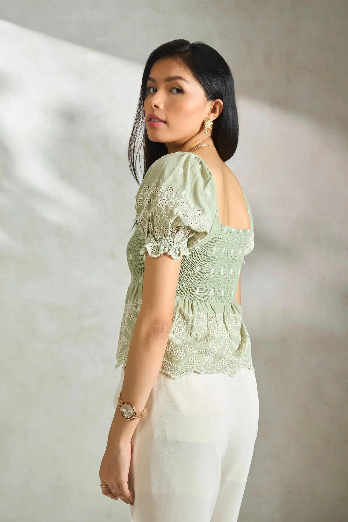 Merrie Top|Cotton Peplum Top