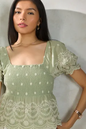 Merrie Top|Cotton Peplum Top