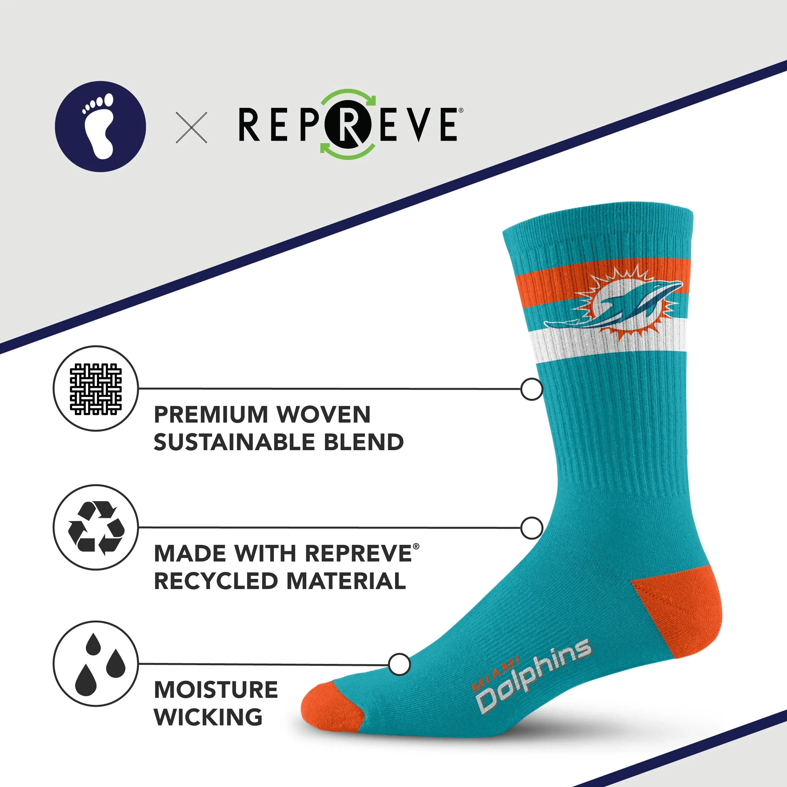 Miami Dolphins Legend Premium Crew Socks