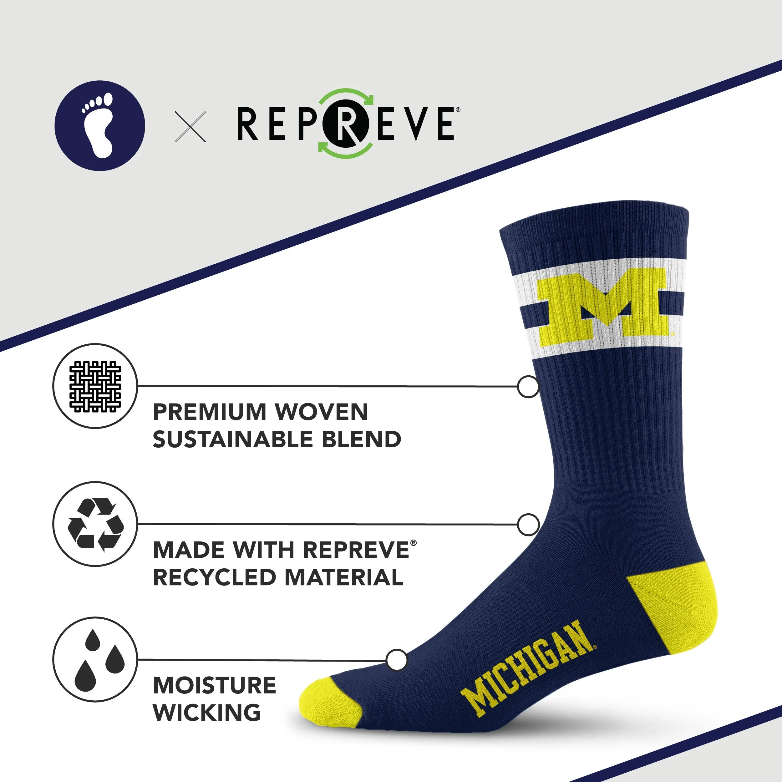 Michigan Wolverines Legend Premium Crew Socks
