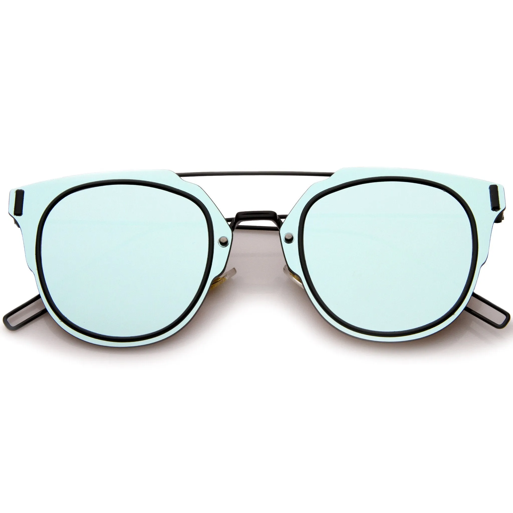 Minimal Wire Inner Rim Flat Color Mirror Lens Sunglasses A361
