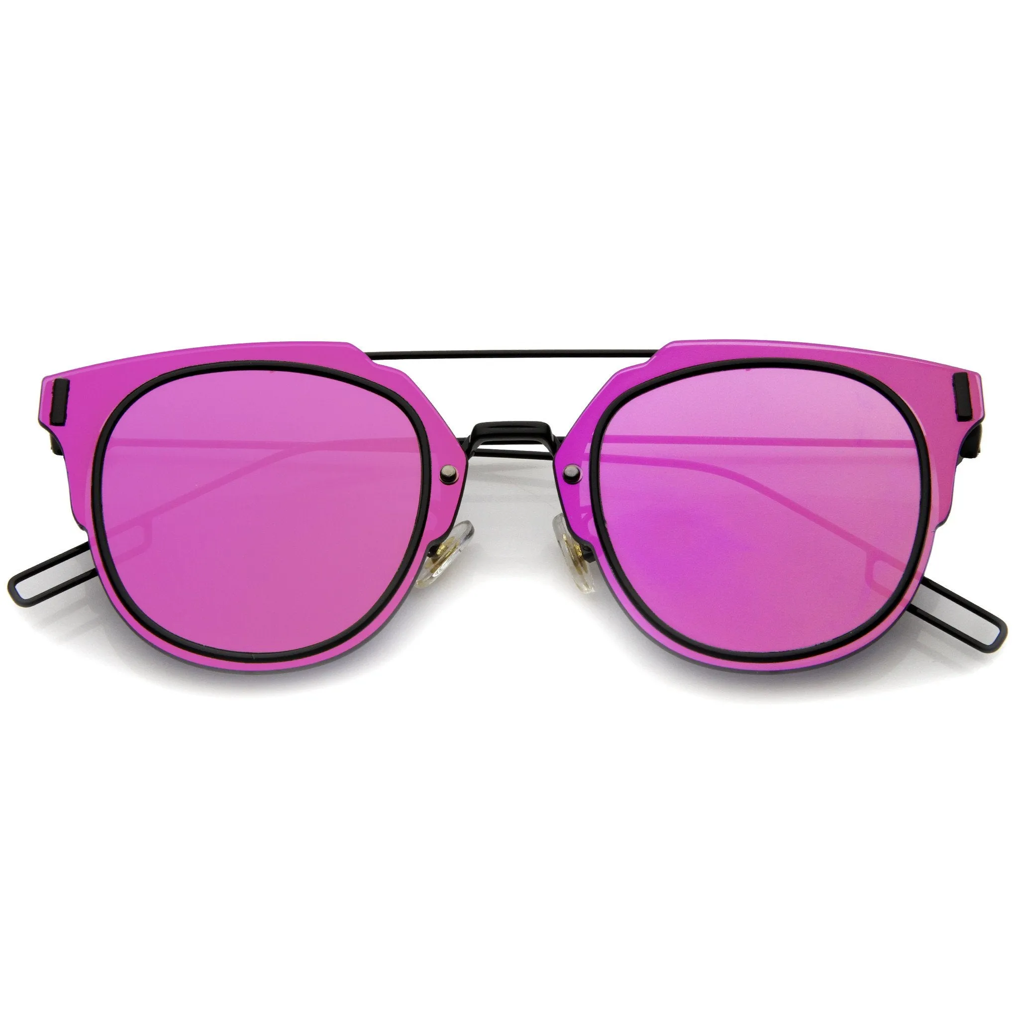 Minimal Wire Inner Rim Flat Color Mirror Lens Sunglasses A361