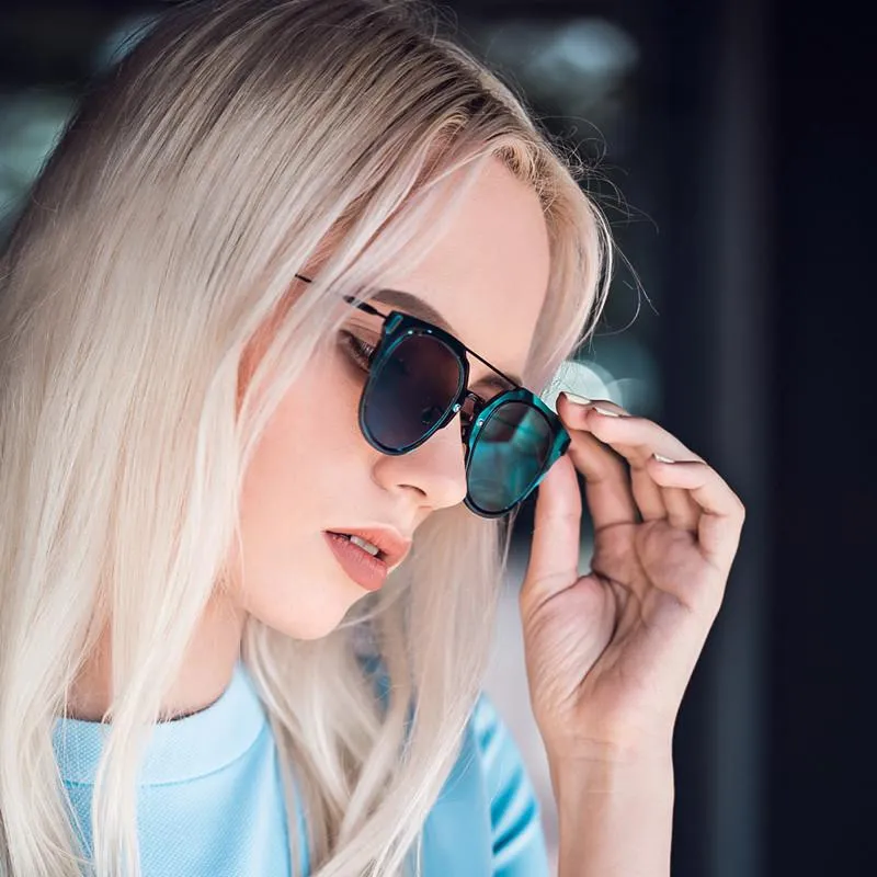 Minimal Wire Inner Rim Flat Color Mirror Lens Sunglasses A361